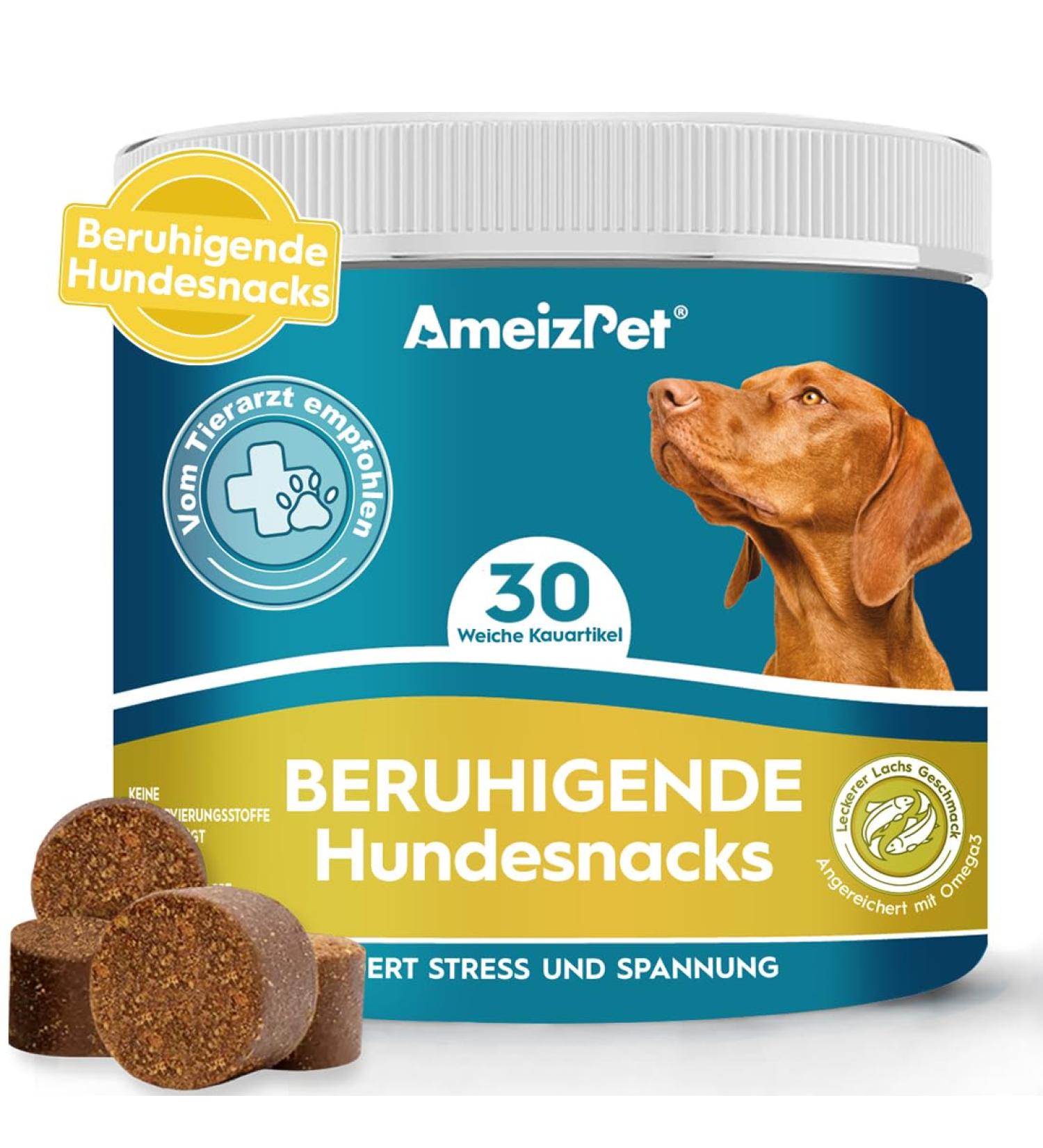 Ameizpet Calming Dog Treats - Soft Chews for Fear Barking & Aggression | 30 Treats for Stress Relief - Buy Online on GoSupps.com