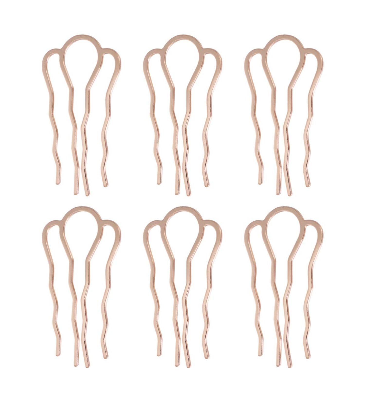 Lurrose 6pcs Metal Hair Combs Pins - 4 Teeth Side Combs for DIY Updo Accessories | Golden Hairpins for Women & Girls - International Shipping Available - Buy Online on GoSupps.com