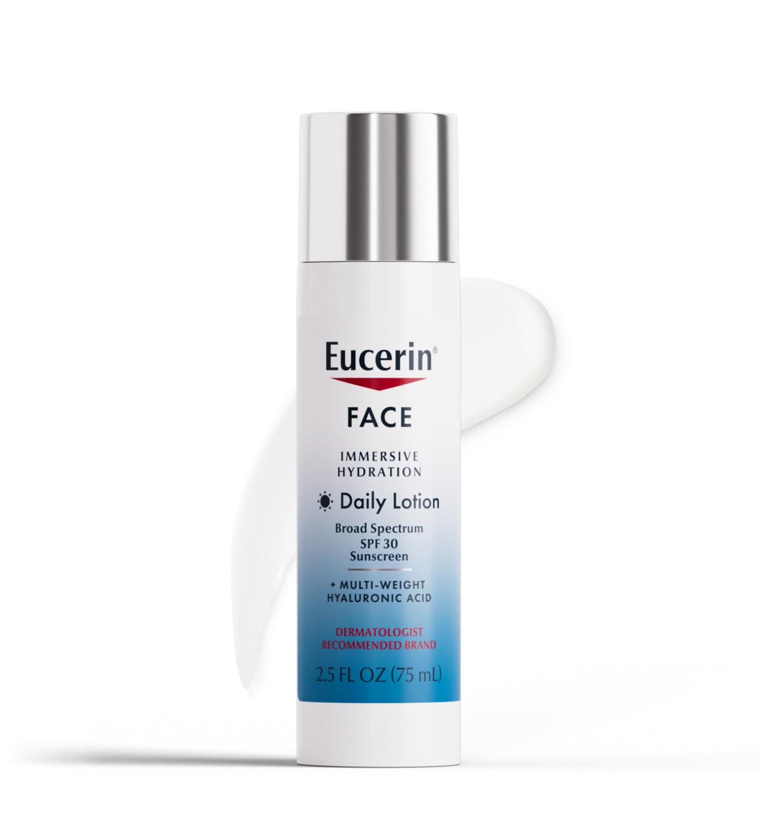 Eucerin Face Immersive Hydration Daily Face Lotion Broad Spectrum SPF 30 Sunscreen Daily Moisturizer with Hyaluronic Acid Smooths Fine Lines and Wrinkles 2.5 Fl Oz Bottle - Buy Online on GoSupps.com
