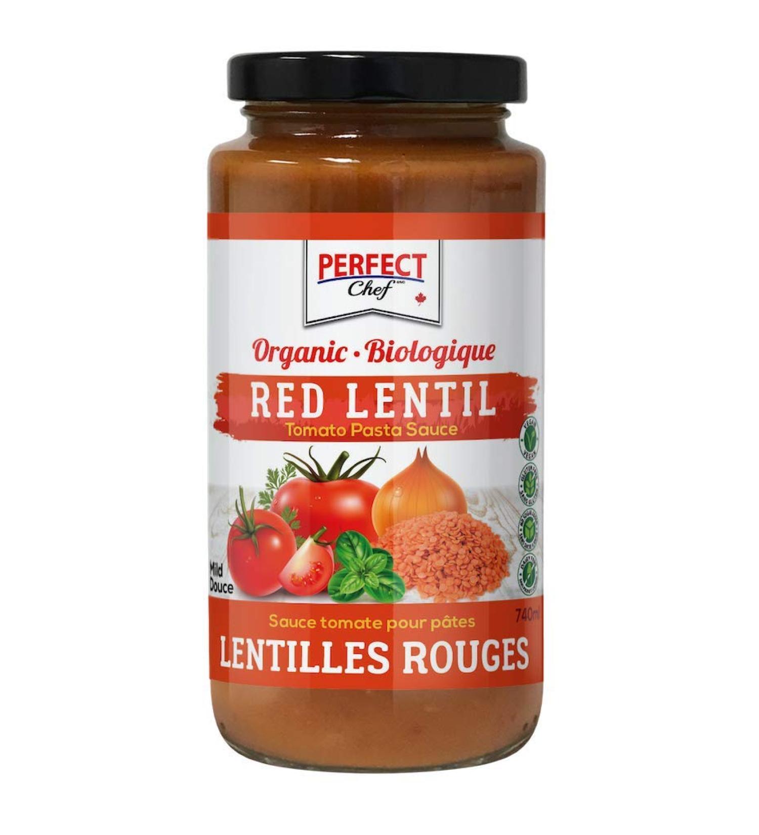 Perfect Chef Organic Red Lentil Pasta Sauce (6-Pack) 6 x 740ml - Gluten Free No Sugar Added Vegan Made in Canada. - Buy Online on GoSupps.com