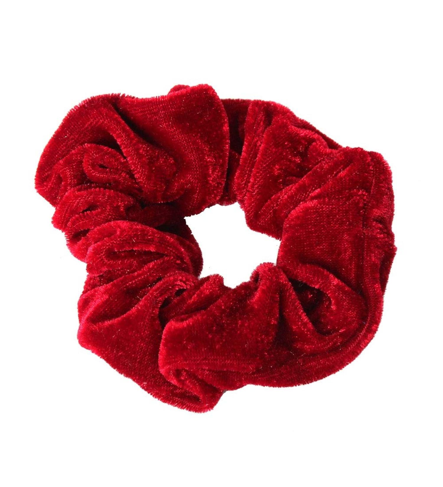 JUSTFOX XL Velour Velvet Hair Tie Ponytail Holder - Red Scrunchie for Effortless Style | International Shipping Available - Buy Online on GoSupps.com