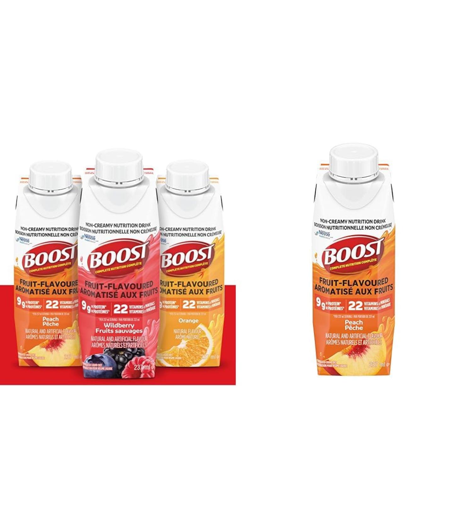 Boost Fruit Flavoured Drink Variety Pack 237ml 24 count & Fruit Flavoured Drink Peach 237ml 24 count - Buy Online on GoSupps.com