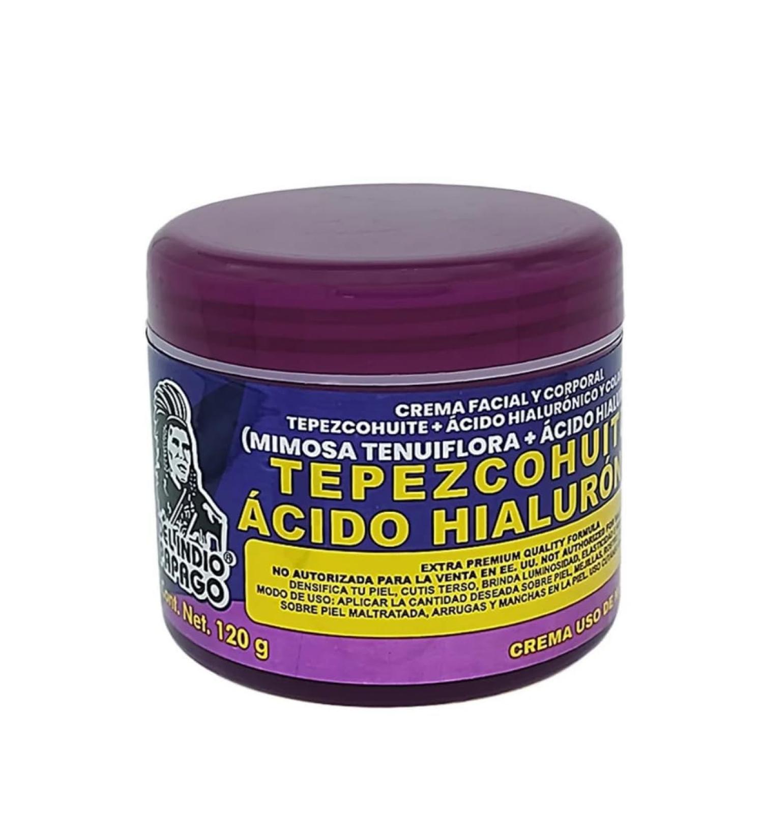 Del Indio Papago Tepezcohuite + Hyaluronic Acid Night Cream Facial & Body Moisturizer with Collagen & Natural Extracts Hydrating Cream for All Skin Types 120g - Buy Online on GoSupps.com