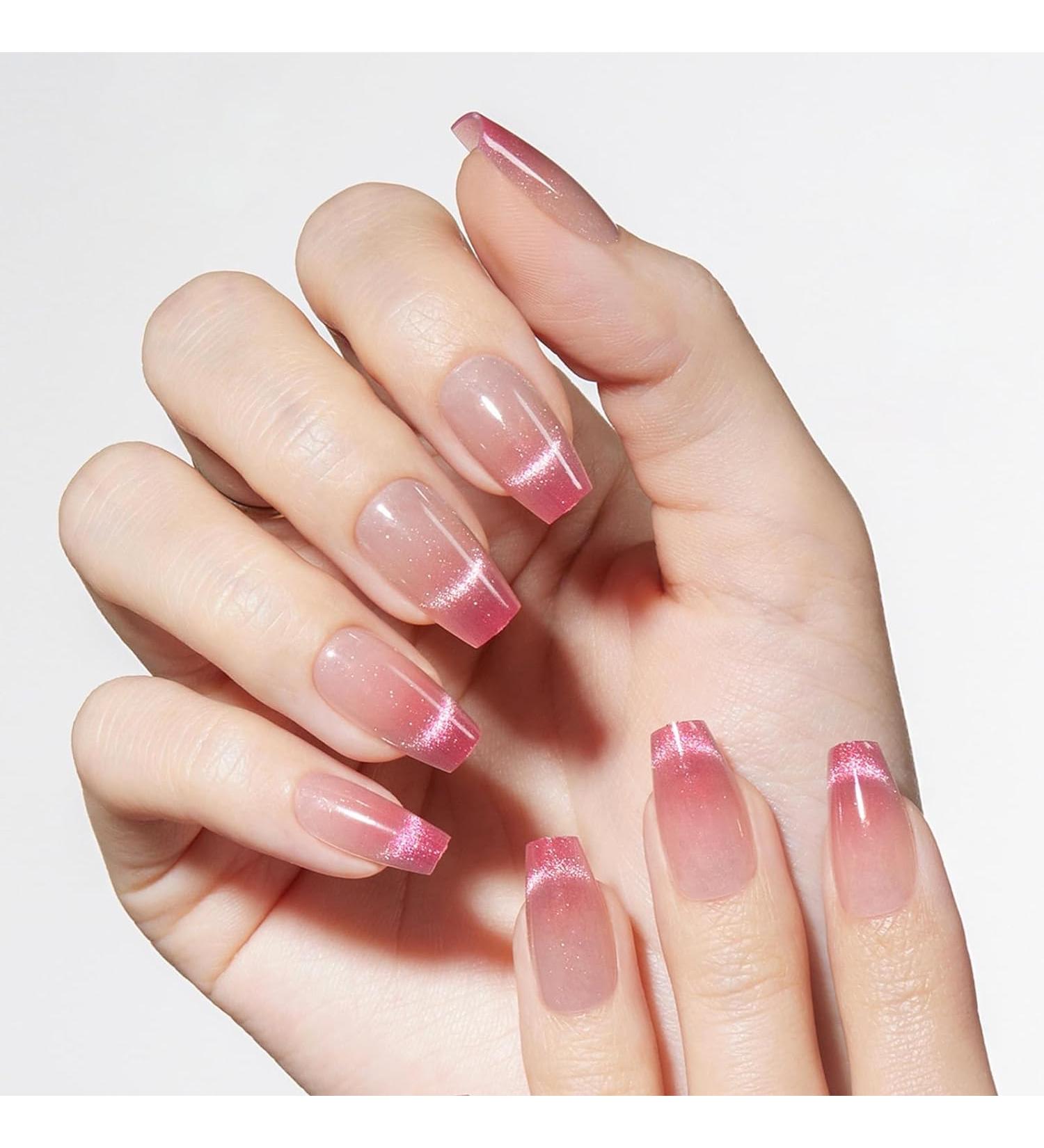 Shop 30 Pcs Beetles Cat Eye Press On Nails - Short Coffin French Fake Nails | Reusable Nail Kit | Perfect for All Seasons & Gifts for Women & Girls - Buy Online on GoSupps.com