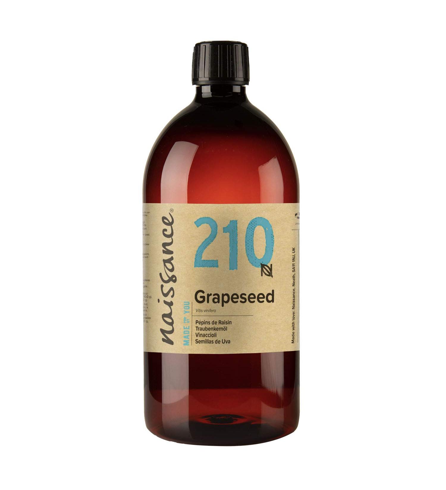 Naissance Grapeseed Oil 32 fl oz - Pure, Natural, Vegan, Hexane Free, Non GMO - Ideal for Aromatherapy and Massage - Natural Moisturizer for Hair & Skin - Buy Online on GoSupps.com