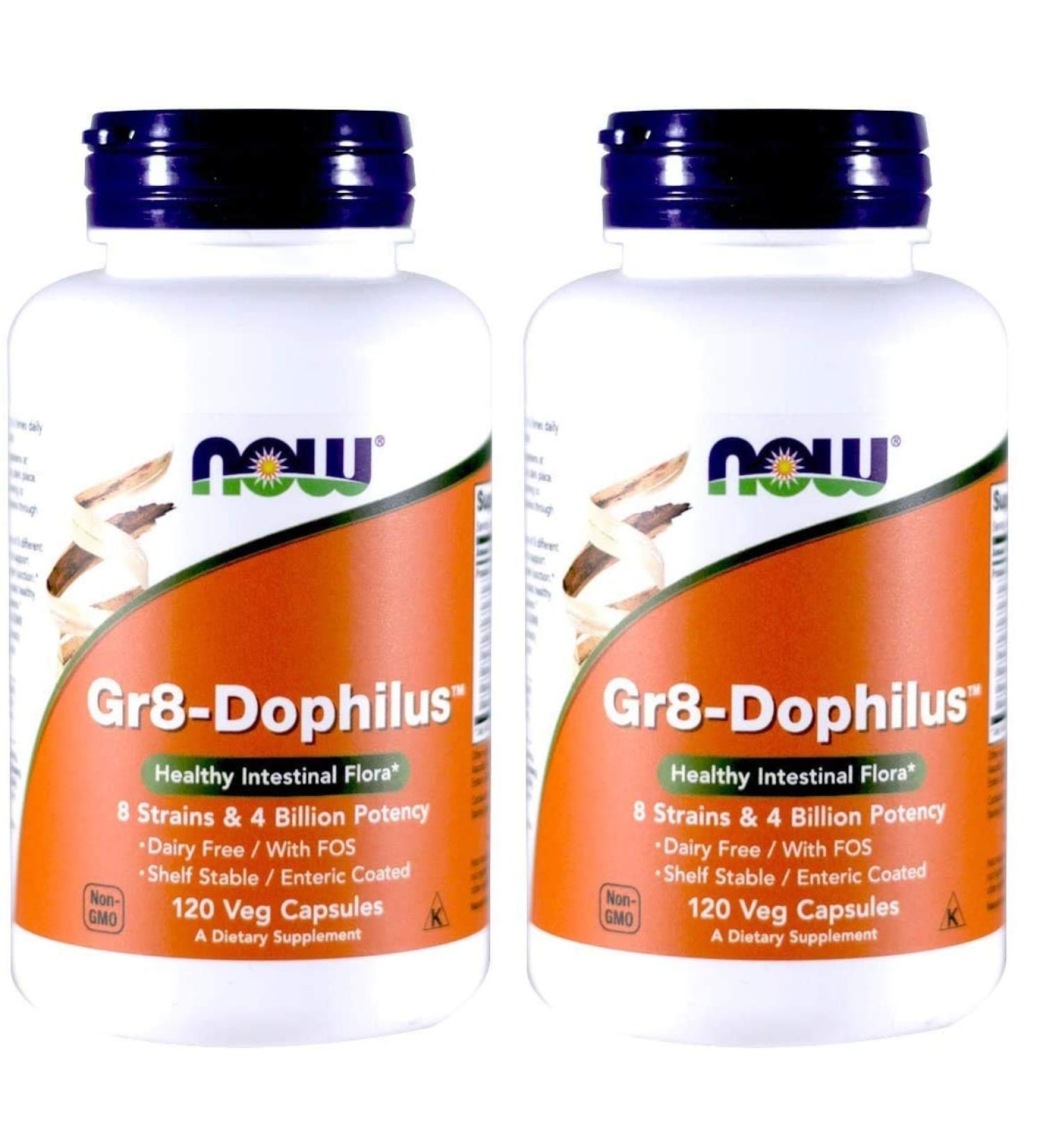 Now Foods Gr8-Dophilus 120 Veg Capsules - Probiotic Supplement Pack of 2 - Buy Online on GoSupps.com