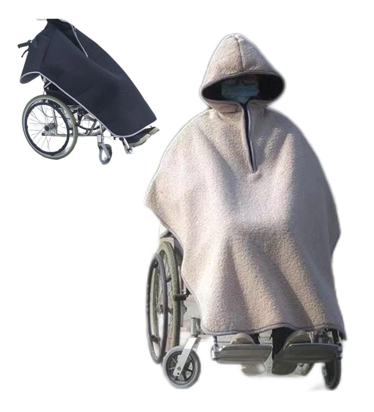 Wheelchair Zip Blanket Hooded Fleece Lining Warmth Wool Shoulder Lower Body Leg Zipper Keep Warm Wheelchair Cover Blanket Suitable for All Seasons for Disabled Senior ELD - Buy Online on GoSupps.com