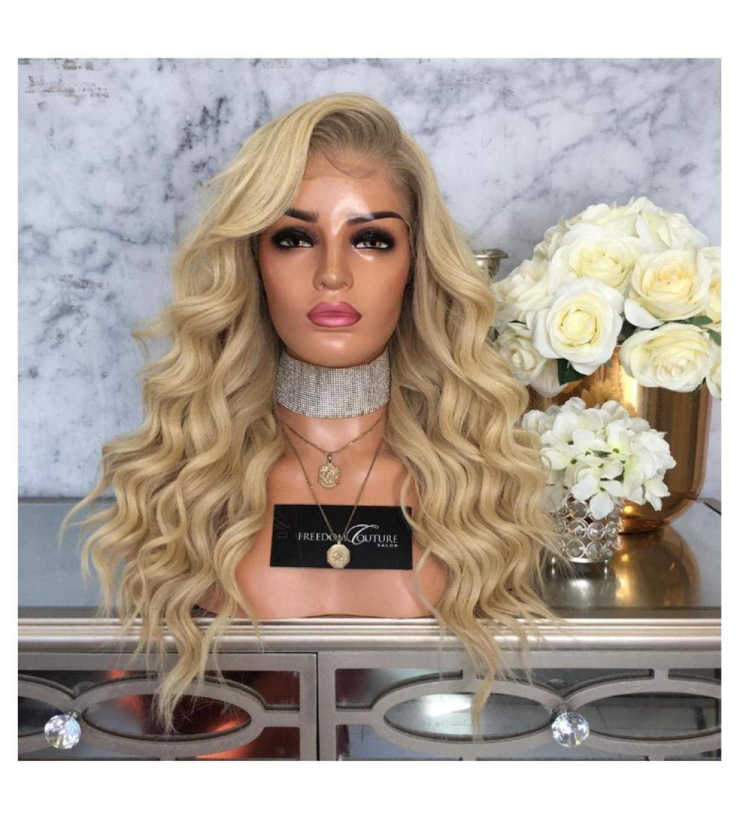 Buy BGHJUE N Yellow Long Synthetic Wig - 50% Human Hair Glueless Left Side Parting for Women - International Shipping Available - Buy Online on GoSupps.com