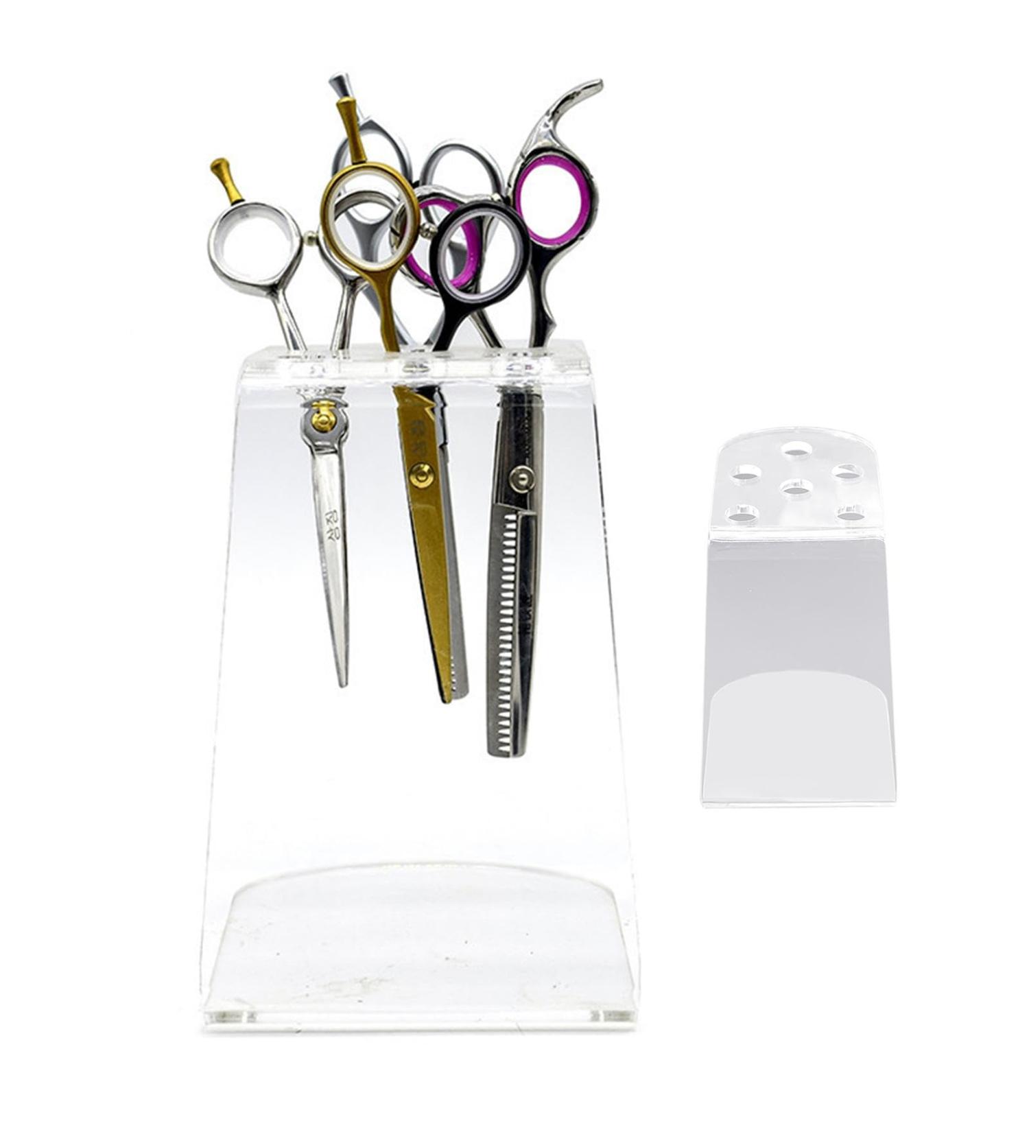 Scissors Holder for Groomer - Acrylic Rack Salon Shear Holder | Clear Stylist Tool Rack 6 Holes Combs Storage Container for Barber Shop Home - Buy Online on GoSupps.com