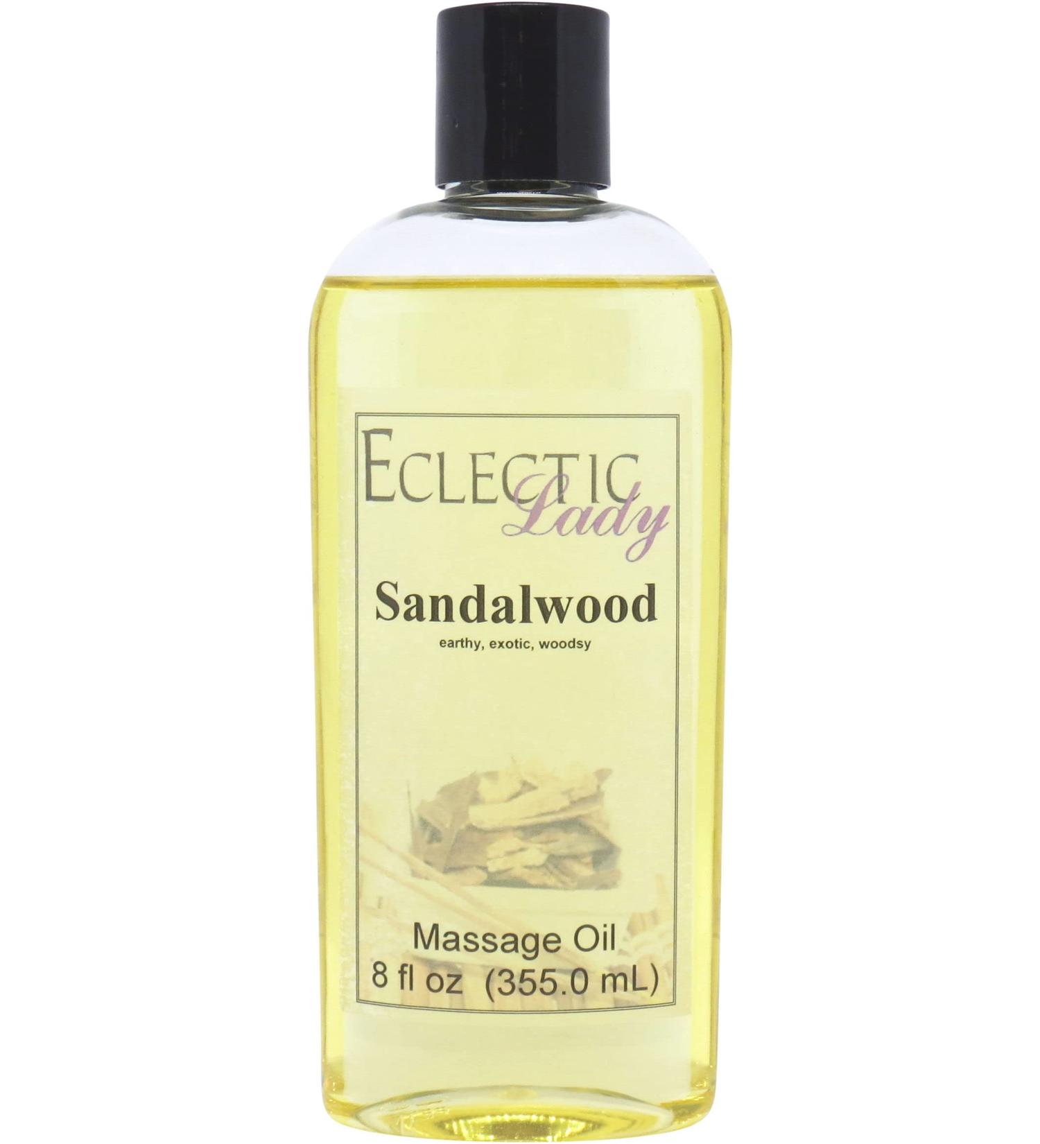 Sandalwood Massage Oil 8 oz | Aromatherapy & Relaxation with Sweet Almond & Jojoba Oil | Preservative Free - Buy Online on GoSupps.com