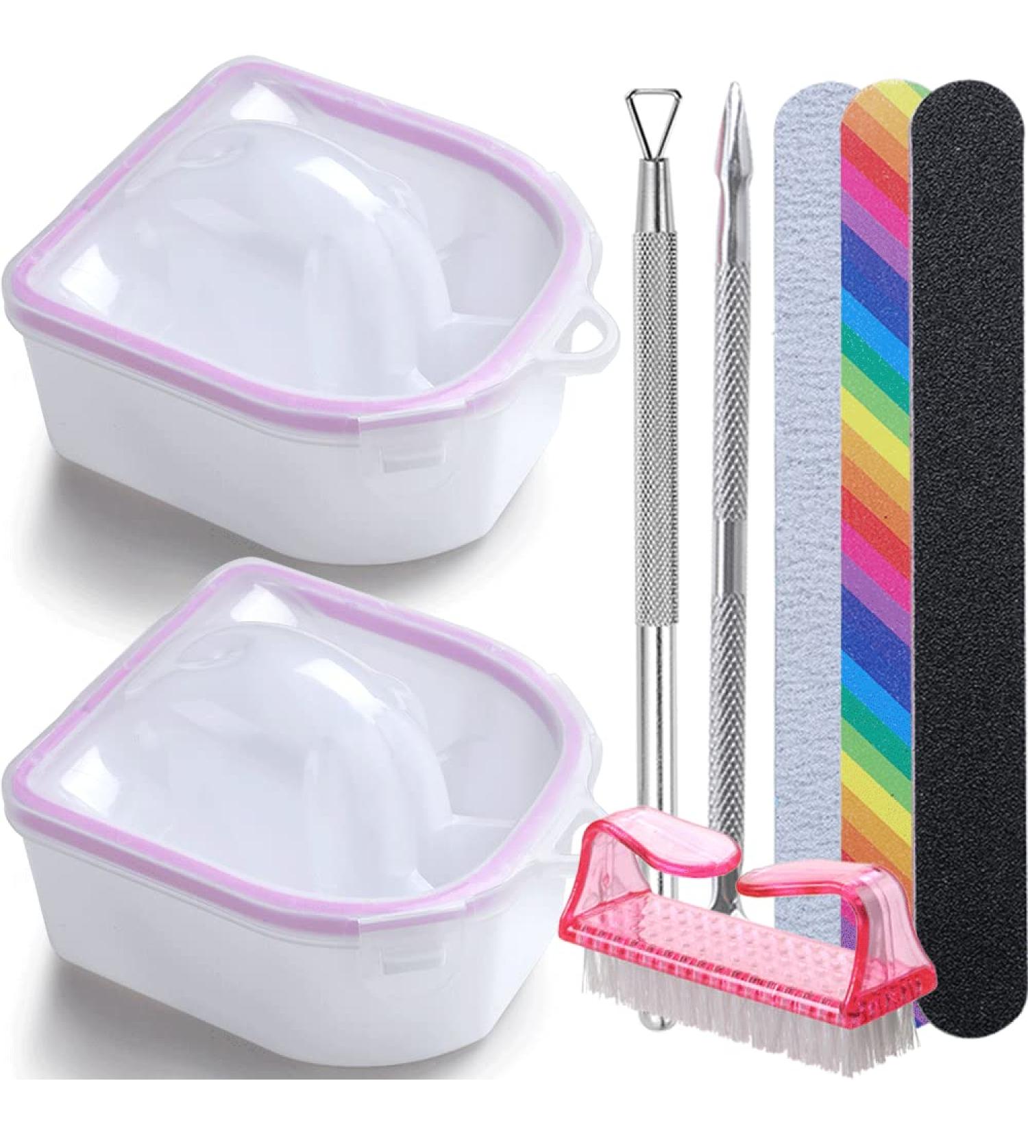 Borogo Nail Soaking Bowl Set for Gel Polish Removal and Manicure - Includes Brush, Pusher, Peeler, File, and Buffer Block - Buy Online on GoSupps.com