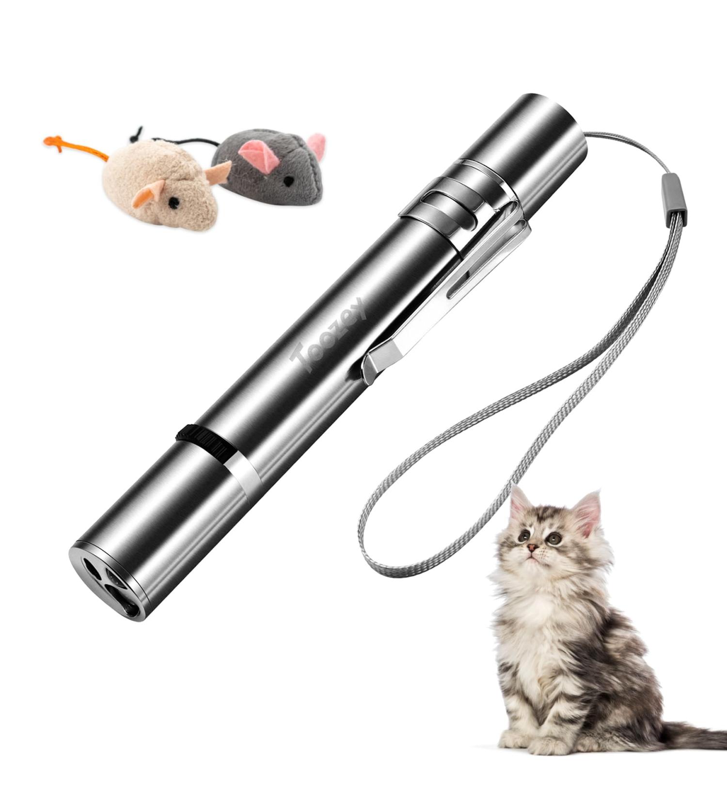 Toozey LED Pointer Cat & Dog Toy - USB Rechargeable 7-in-1 Interactive Pet Toy with 5 Patterns & 2 Bonus Mice | Shop Now for International Delivery! - Buy Online on GoSupps.com