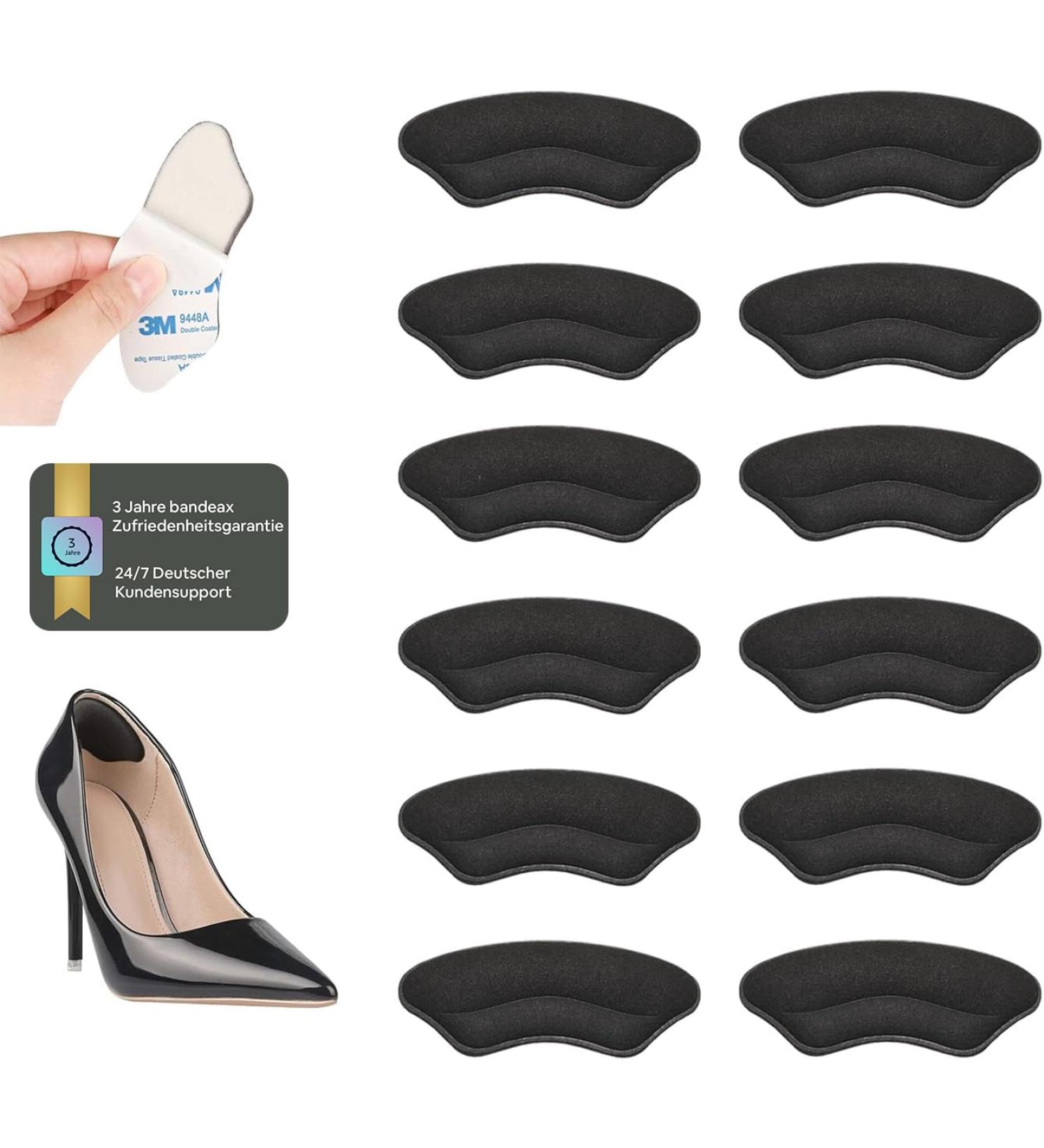 Premium 3M Glue Heel Cushions - 6 Pack Anti-Slip Black Heel Pads for Men & Women | Comfort Protection Against Blisters & Heel Spurs - Buy Online on GoSupps.com