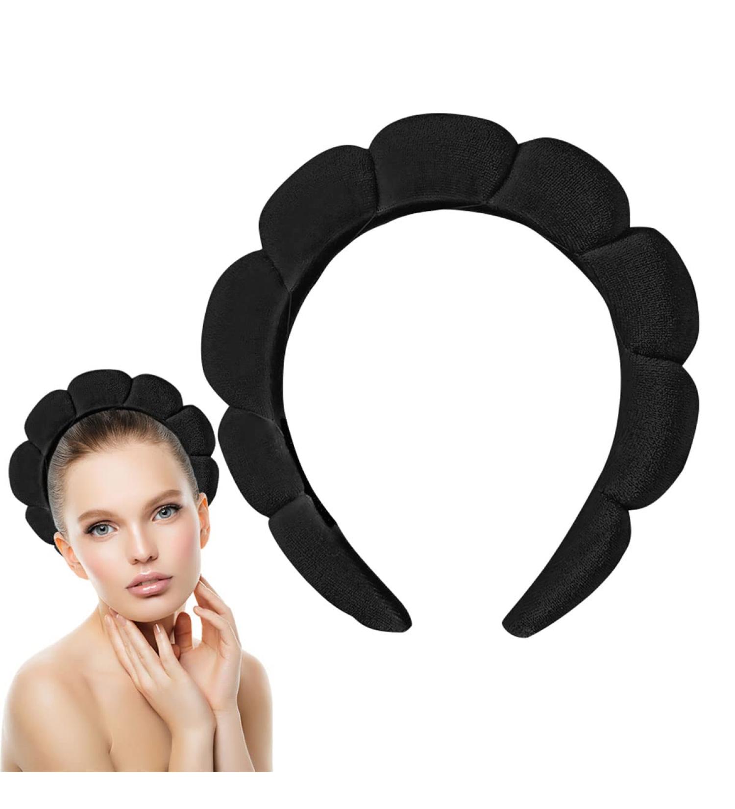 Velvet Spa Headband for Women | Puffy Headband for Skincare, Makeup & Face Mask | Soft and Comfortable - Black - Buy Online on GoSupps.com