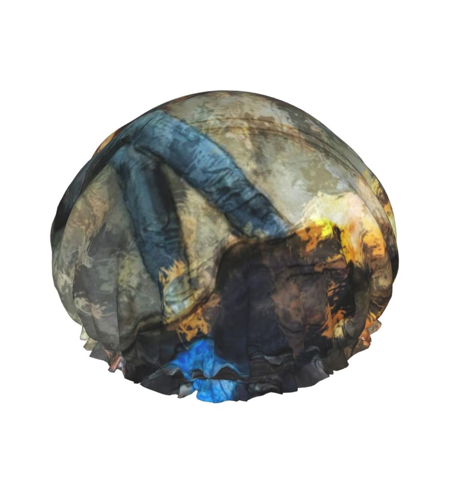 Musical Man Guitar Player Printed Shower Cap - Waterproof, Fits All Head Sizes and Hair Textures for Women - Buy Online on GoSupps.com