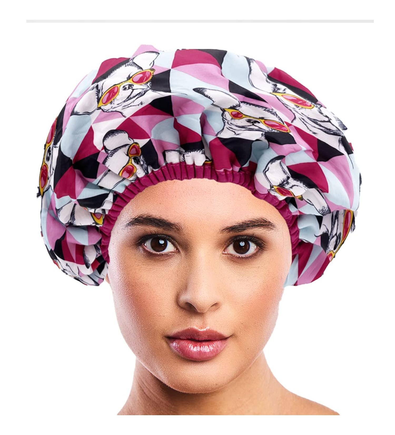 Reusable Nylon Shower Cap - Oversized, Waterproof, Reversible Hair Cap for All Lengths | Socialite Ay Chihuahua - Buy Online on GoSupps.com