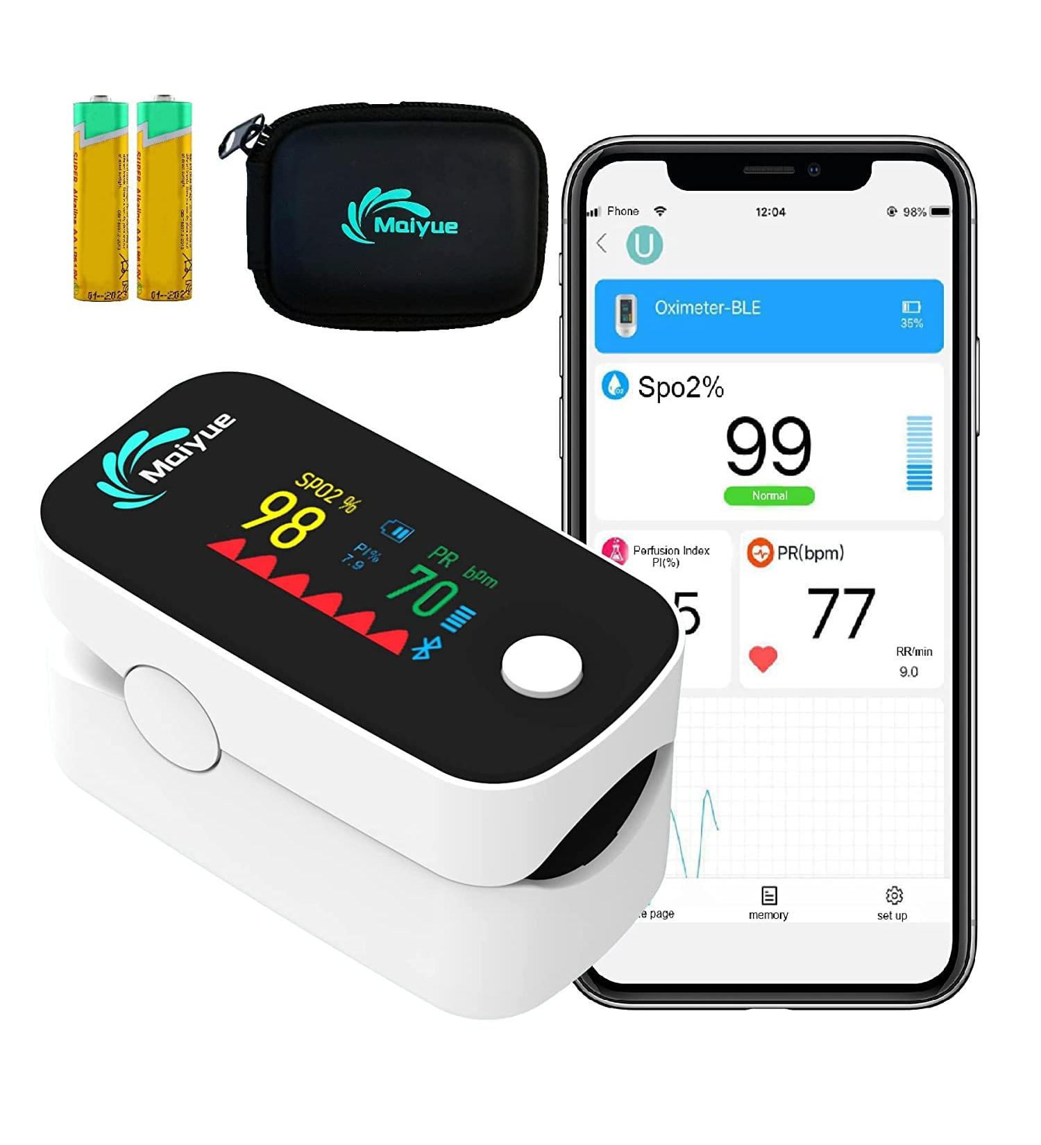 Buy BT201 Pulse Oximeter | Fingertip Blood Oxygen Monitor | SPO2 & Heart Rate Tracker | iOS & Android Compatible - Buy Online on GoSupps.com