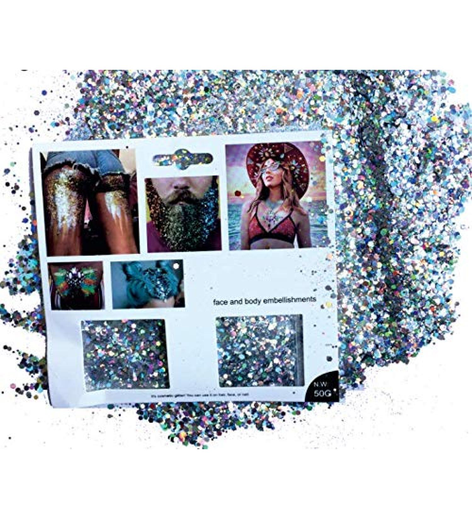  Beyond Chunky BG06 Glitter for Festival Look Glitter Face Body Hair 50g Silver - Buy Online on GoSupps.com