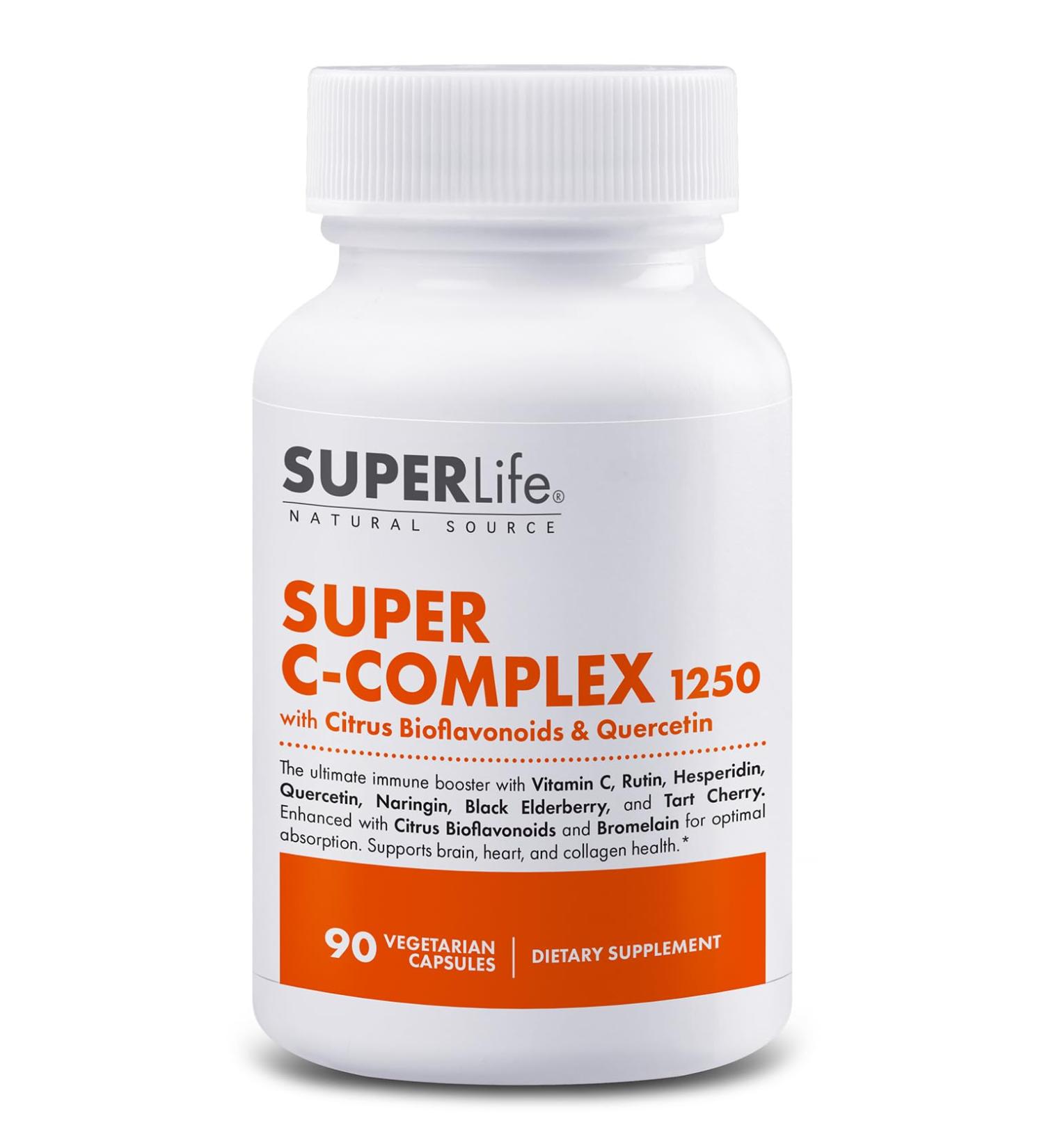 Fresh Start Super C-Complex 1250 - with Vitamin C Quercetin Black Elderberry Tart Cherry Citrus Bioflavonoids - Supports Immune Brain & Skin Health (90 Capsules)