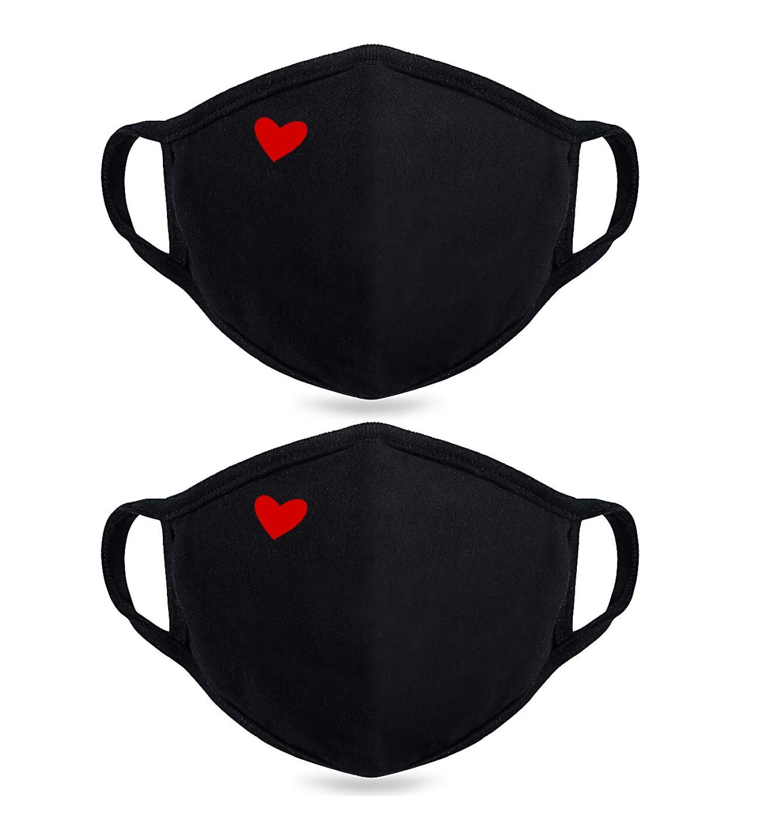 2 Pack Cute Heart Unisex Cotton Face Mask - Reusable Dustproof Cover for Outdoor Activities - Buy Online on GoSupps.com