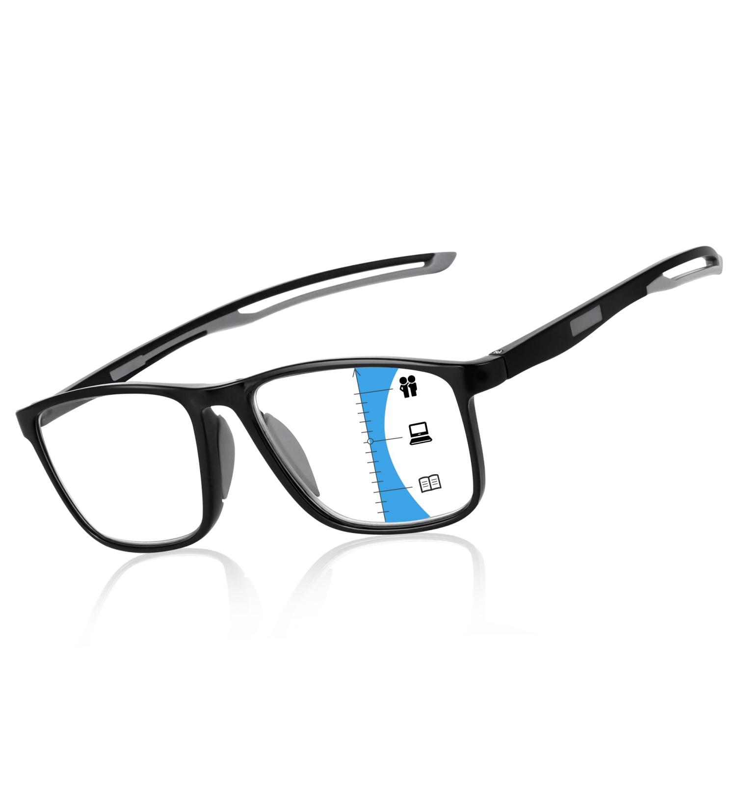 Buy Photochromic Progressive Multifocus Reading Glasses for Men - TR90 Frame Blue Light Blocking No Line 2.5x Multifocal Readers in Black - International Shipping Available - Buy Online on GoSupps.com
