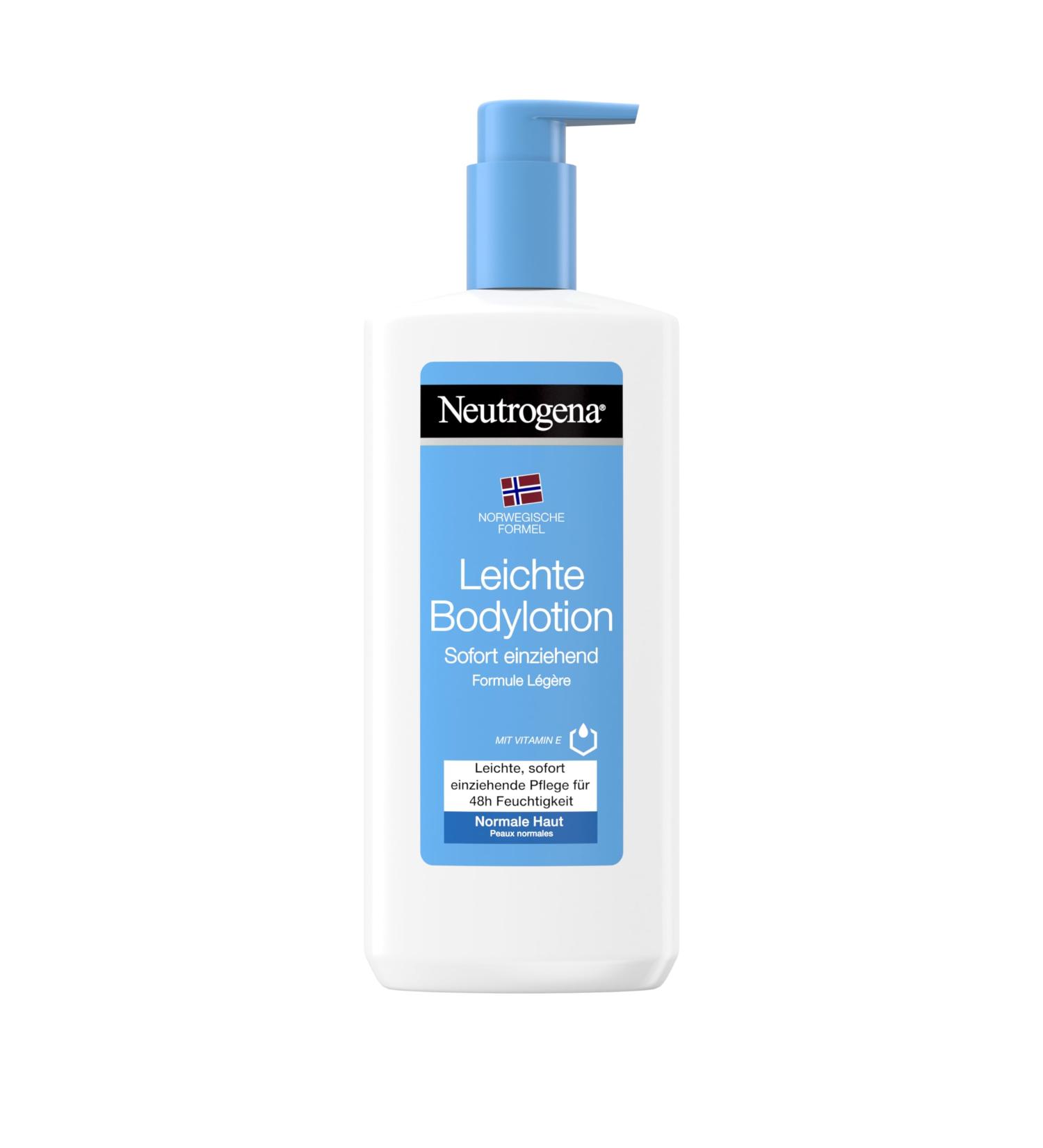 Neutrogena Light Body Lotion (400 ml) - 48-Hour Moisture Fast Absorbing Vitamin E Non-Greasy for Normal Skin - International Shipping Available - Buy Online on GoSupps.com