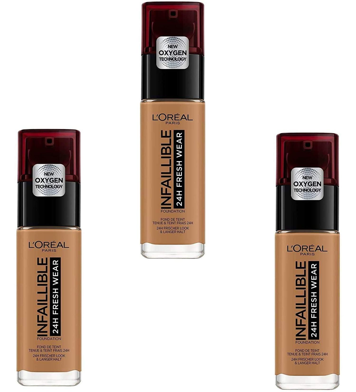  L'OR AL Infallible 24h Fresh Wear 330 Fluid Foundation Hazelnut Pack of 3 (3 x 30 ml) - Buy Online on GoSupps.com