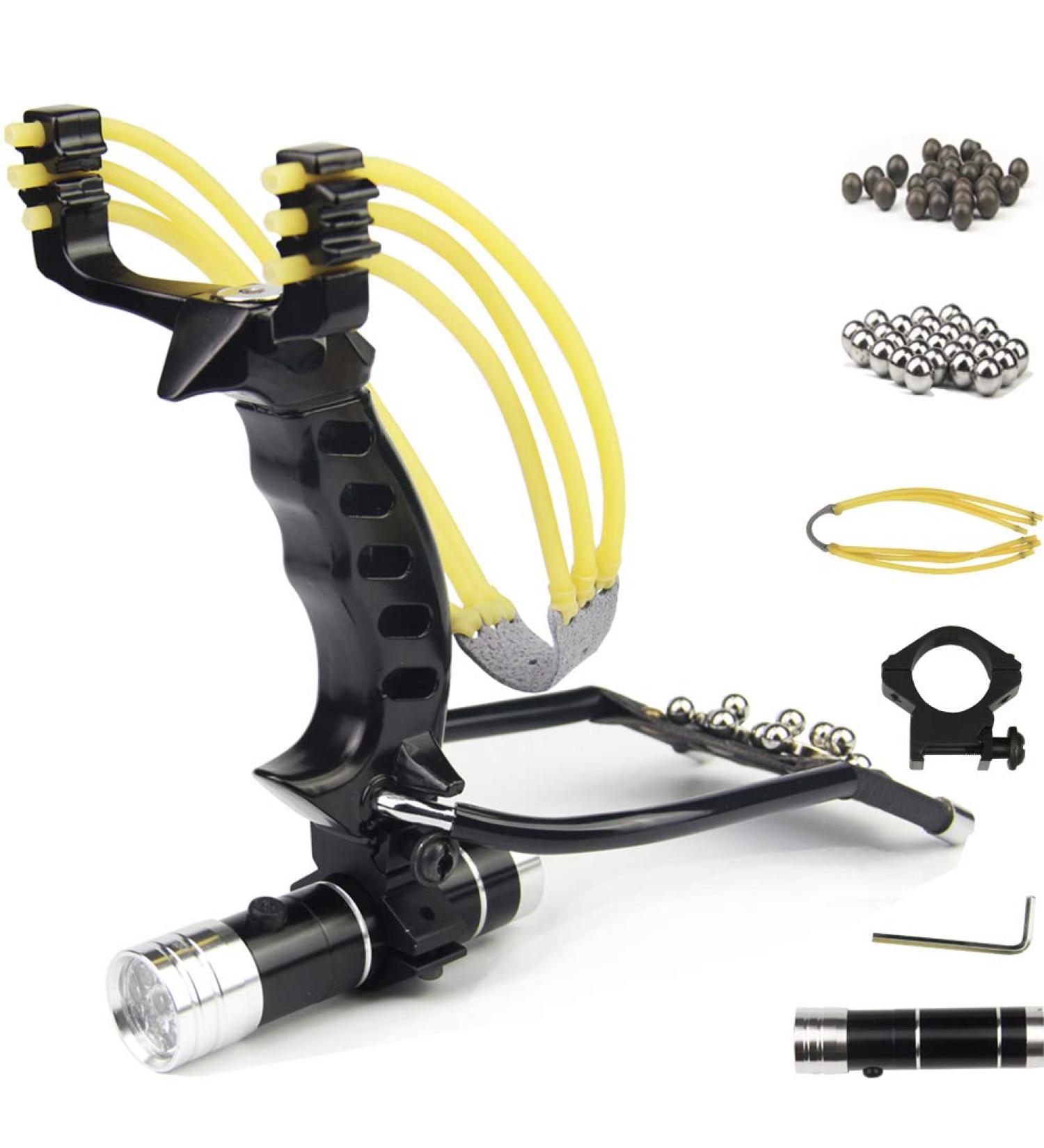 COOY Professional Hunting Slingshot - Heavy Duty Wrist Rocket with High Velocity Bands - Black Slingshot Kit - Buy Online on GoSupps.com