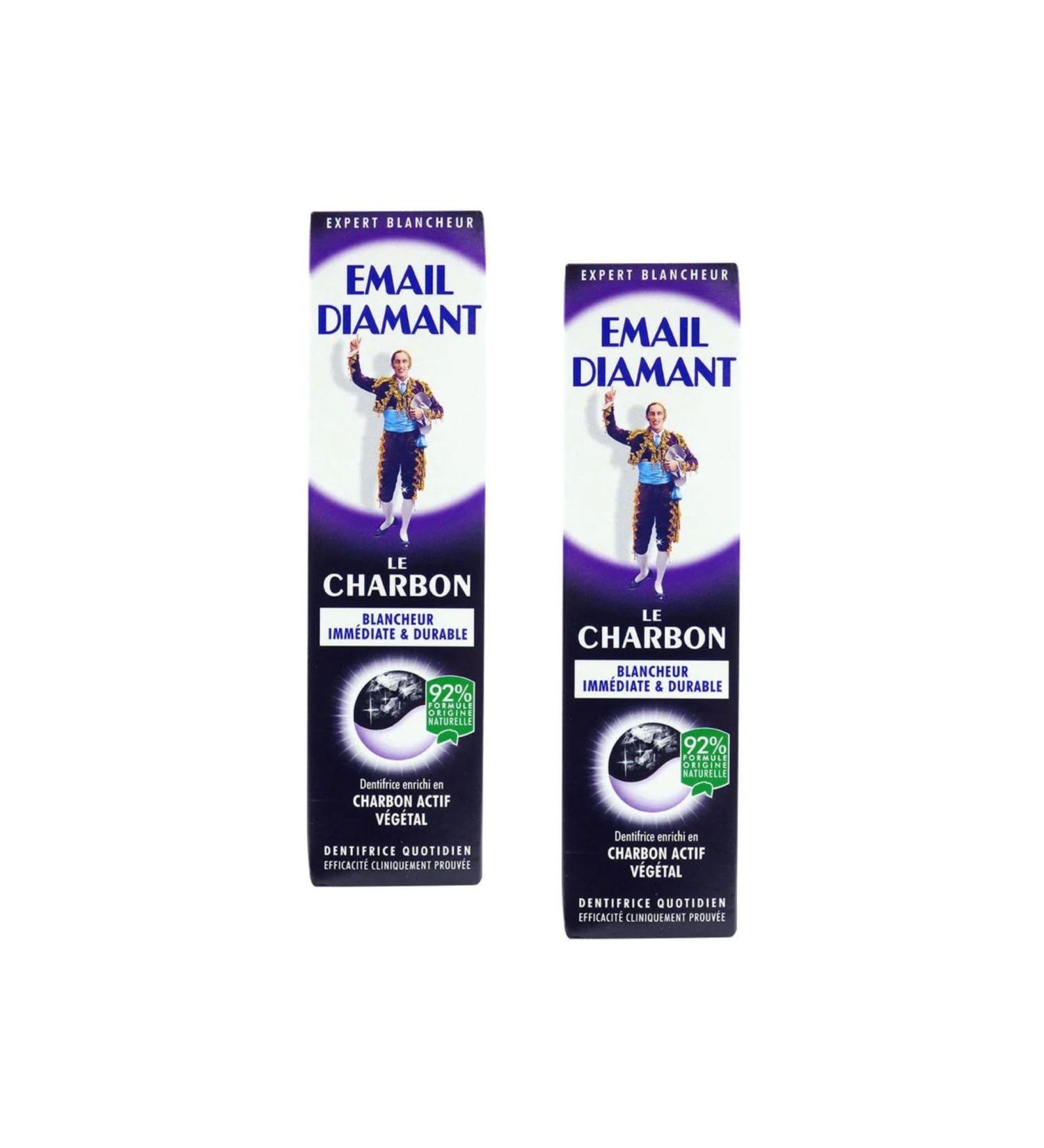Enamel Diamond x2 Email Diamant Le Charbon Whitening Daily Toothpaste Original Cosmetic Activated Charcoal 75ml Large Size 2 Tubes