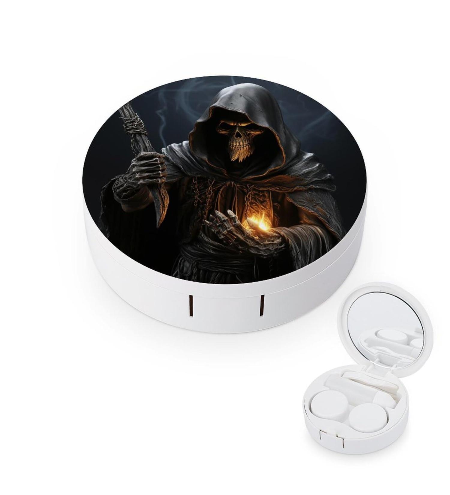 Grim Reaper Contact Lens Case - Portable Travel Storage Box | White Contact Lens Organizer - Buy Online on GoSupps.com