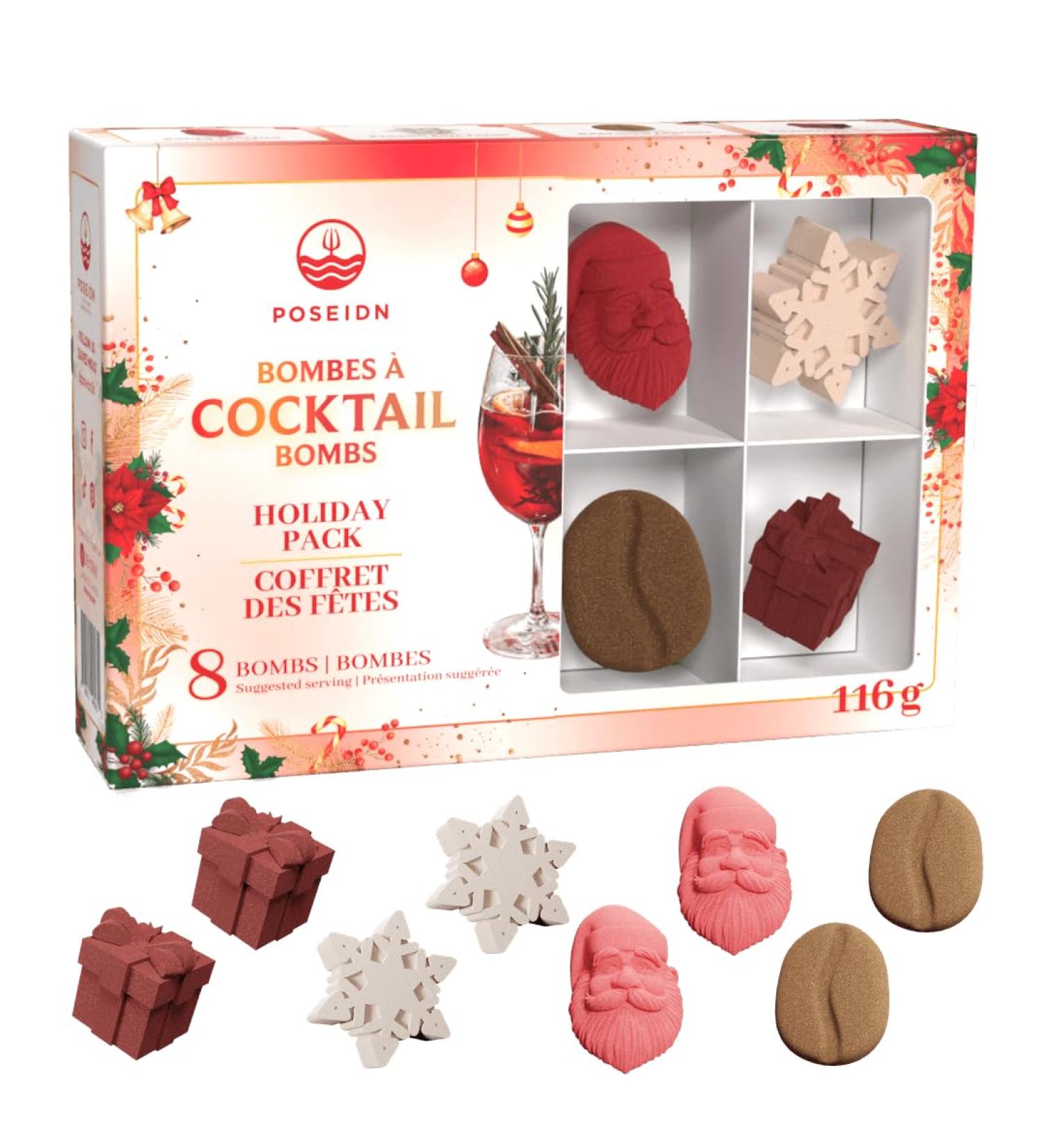 Poseidn Cocktail Bombs Gift Set Holiday Pack 8 Drink Mixers for Cocktail and Mocktail Drinks Santa Martini Christmas Sangria Frozen Gin Tonic Espresso Martini - Buy Online on GoSupps.com