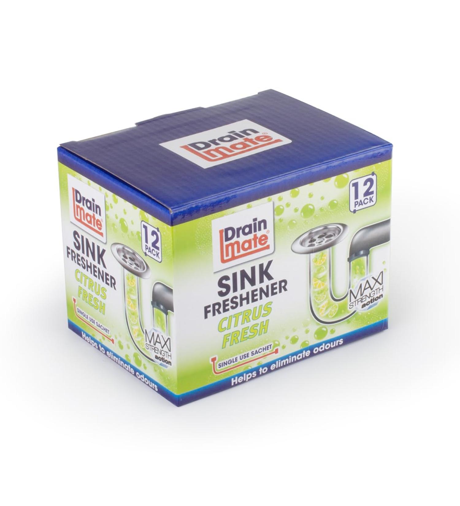 Drain Mate Plug Hole Sink and Drain Freshener - 12 Sachets - Leaves your sink plug and drains fresh and sparkling clean