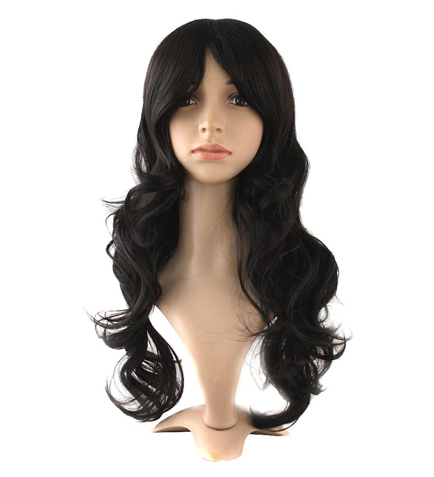 MapofBeauty 24 Inch Curly Brown Black Cosplay Wig for Women | Premium Synthetic Hair Wig - Buy Online on GoSupps.com