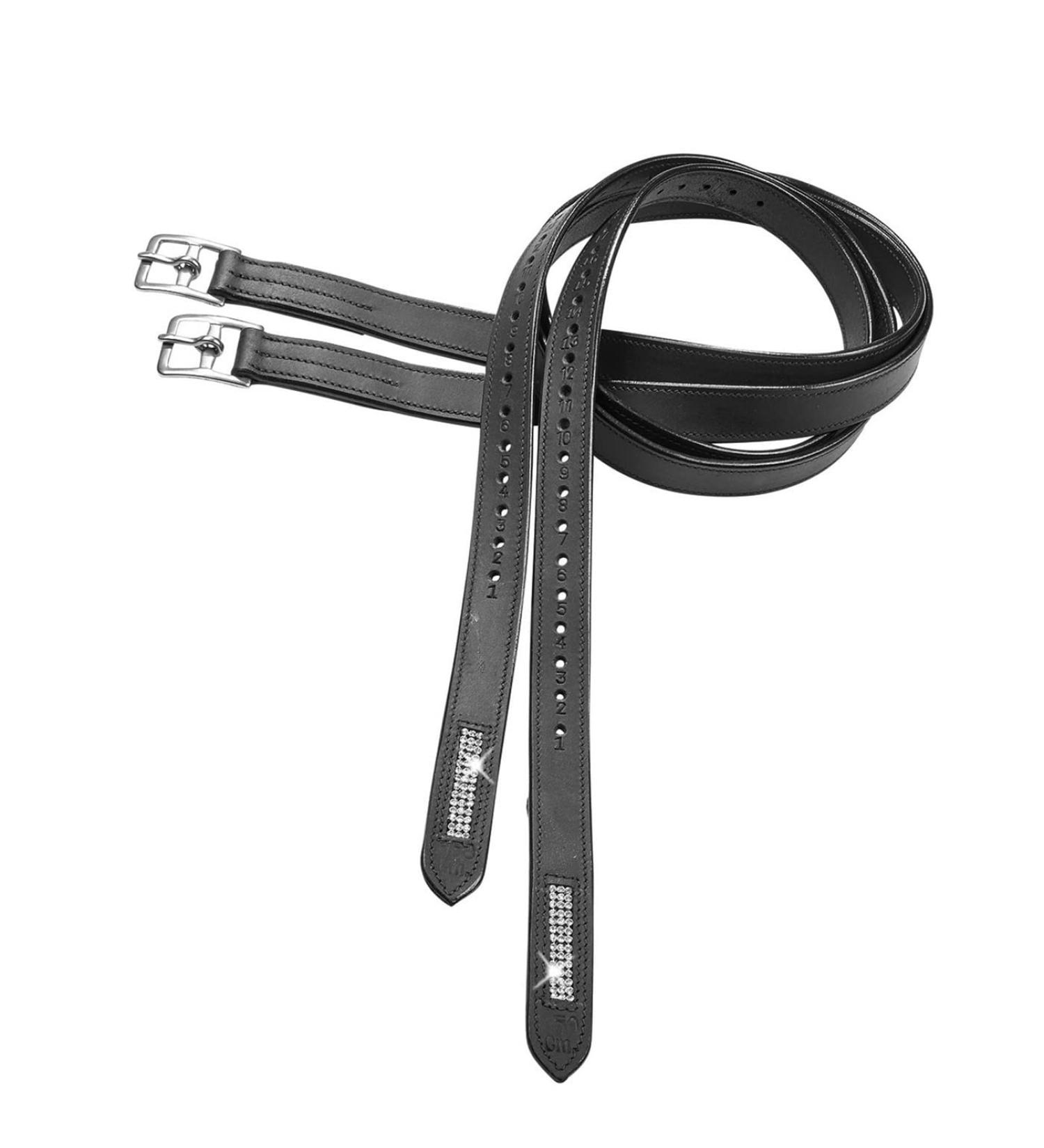 Stirrup leathers Brilliance Black/Stainless steel Length 140 cm