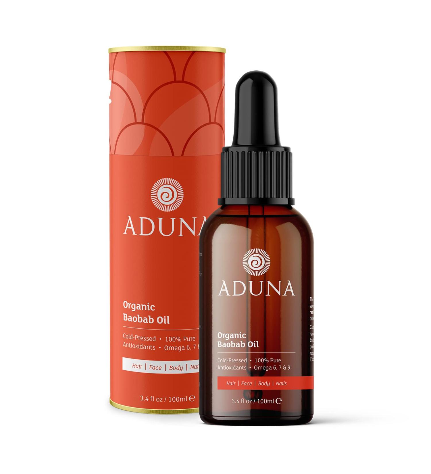 Aduna Wild Harvested Baobab Oil | 100% Organic & Unrefined | 3.4 fl oz Body Hair & Face Moisturizer | Anti-Ageing Benefits - Buy Online on GoSupps.com