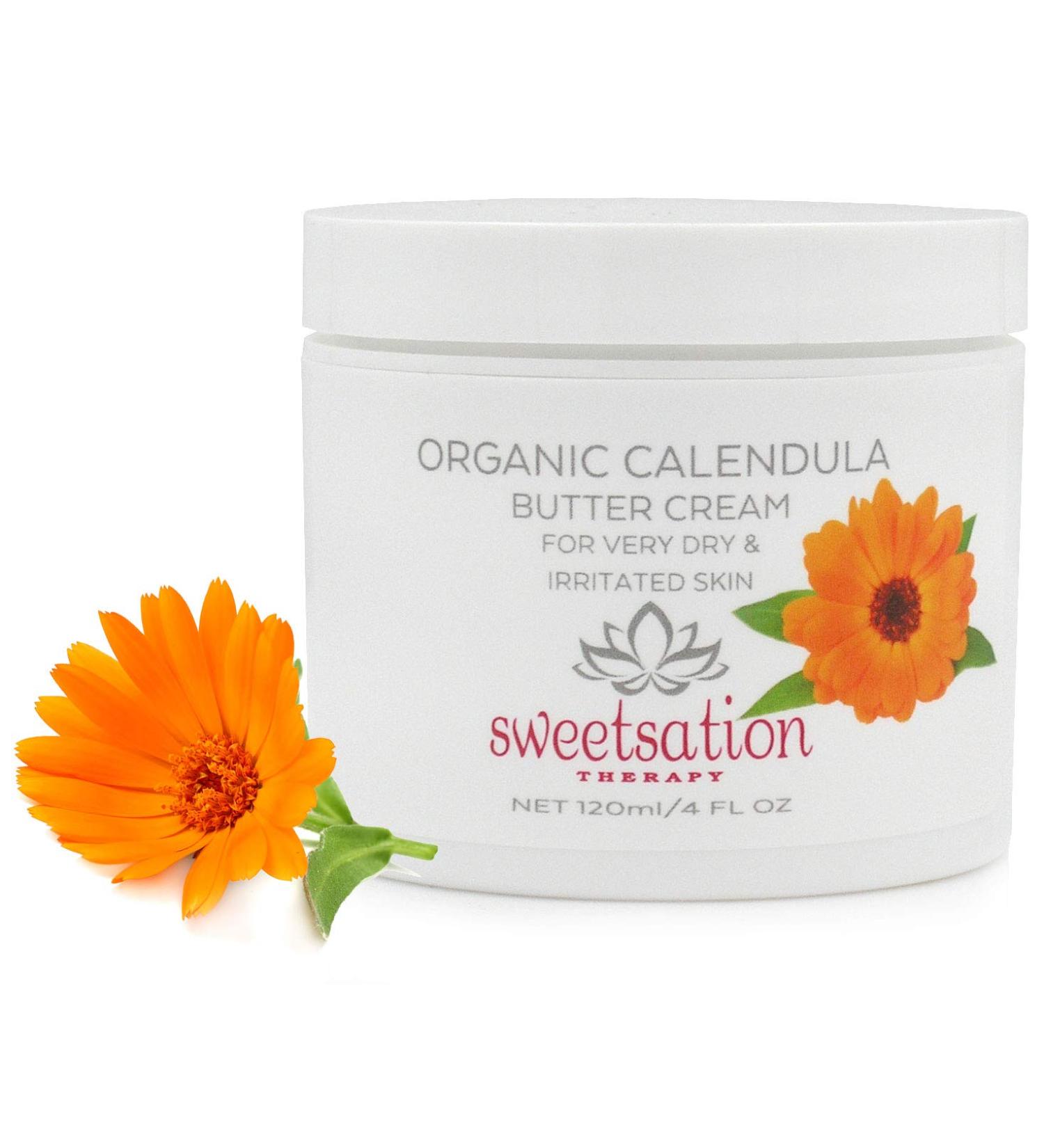 Organic Calendula Baby Butter Cream for Dry Irritated Skin - 4oz | Sweetsation Therapy YUNASENCE | With Avocado & Vitamin E - Buy Online on GoSupps.com
