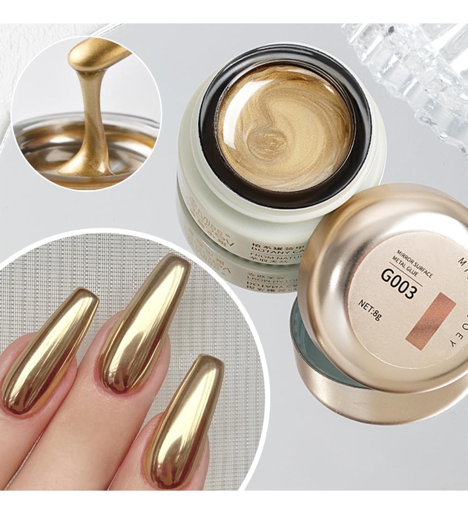 8ml Golden Metallic Gel Polish - 3D Mirror Effect Nail Art - Flower & Lines Drawing - International Shipping Available - Buy Online on GoSupps.com