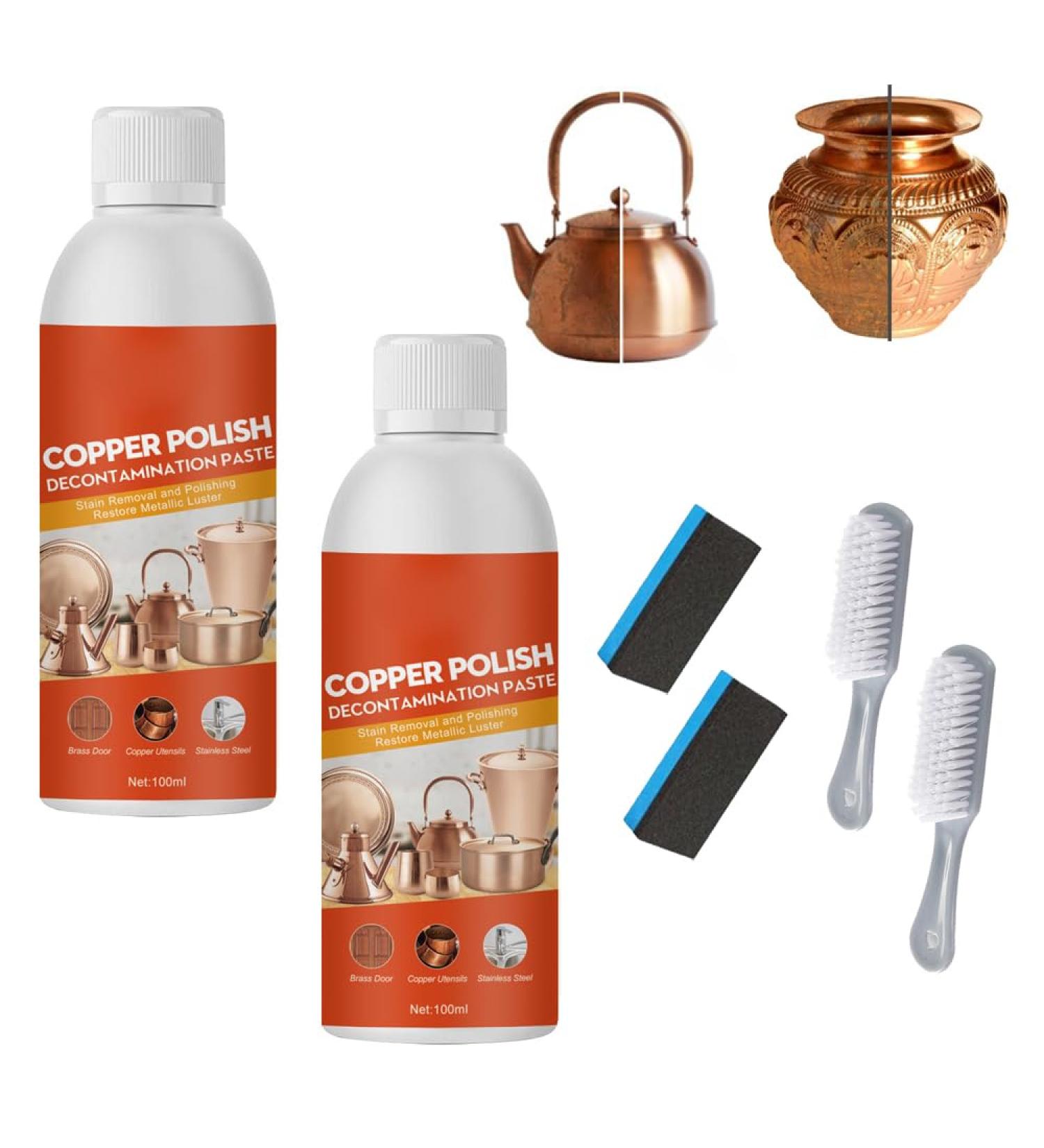 Copper Cleaner for Pots and Pans Brass Cleaner and Polish Gently Rust Removal for Metal 100 Ml - for Kitchen Accessories Instruments for Brass (3PCS) 2pcs - Buy Online on GoSupps.com