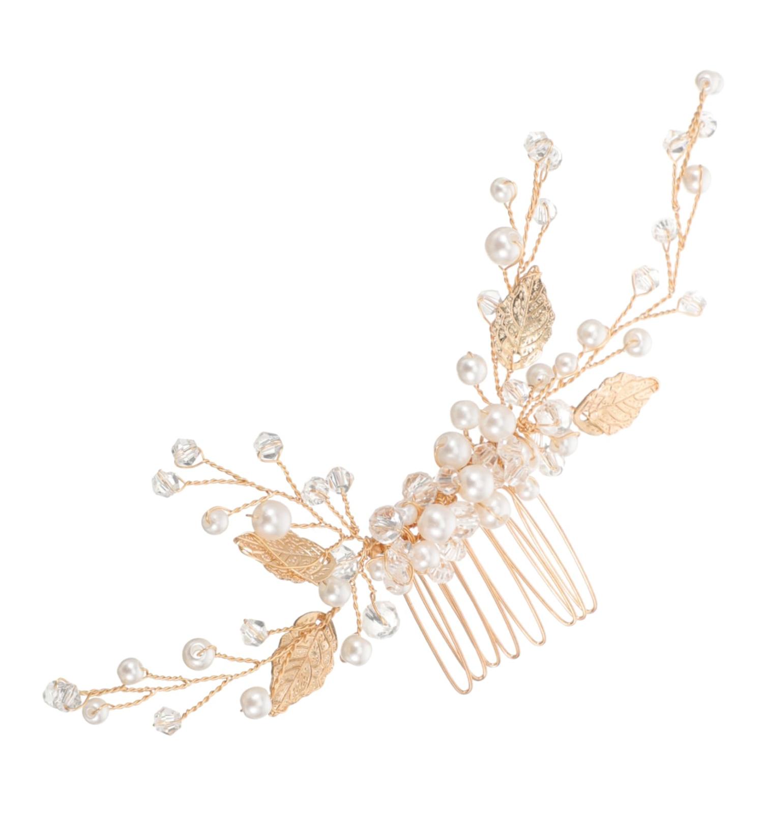 headgear hair accessories for women bridal pearl hair accessories decorative hair combs for women wedding pearl delicate wedding headpiece manual prom hair comb hair accessories - Buy Online on GoSupps.com