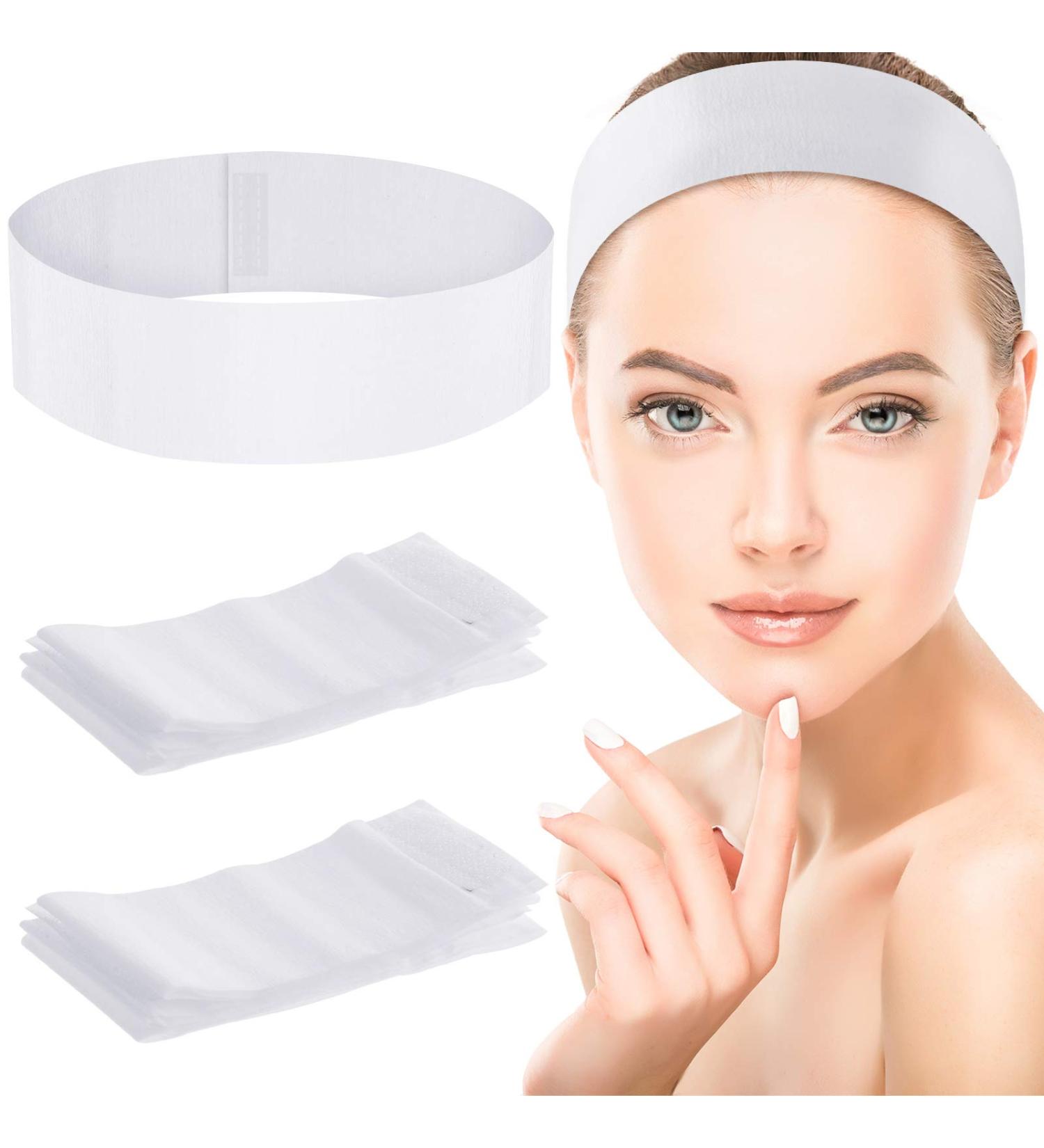50 Pack Disposable Spa Headbands - Soft Non-woven Facial Hair Bands for Women - Salon Makeup Sauna Supplies - White - Buy Online on GoSupps.com