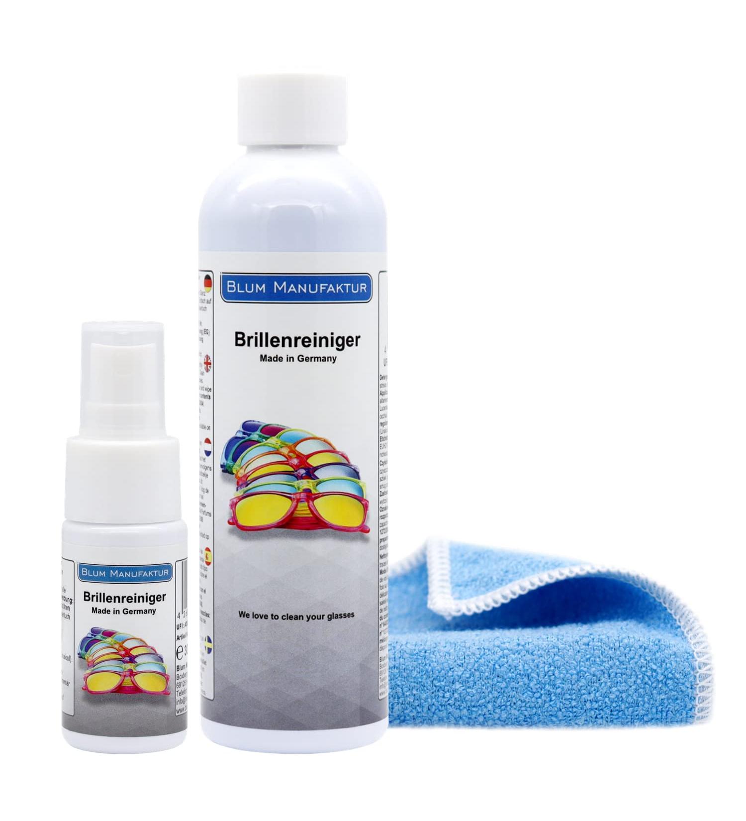 Buy Blum Manufaktur Glasses Cleaner - 30ml Spray + 250ml Refill + Microfiber Cloth - Perfect for All Glasses - International Shipping Available - Buy Online on GoSupps.com