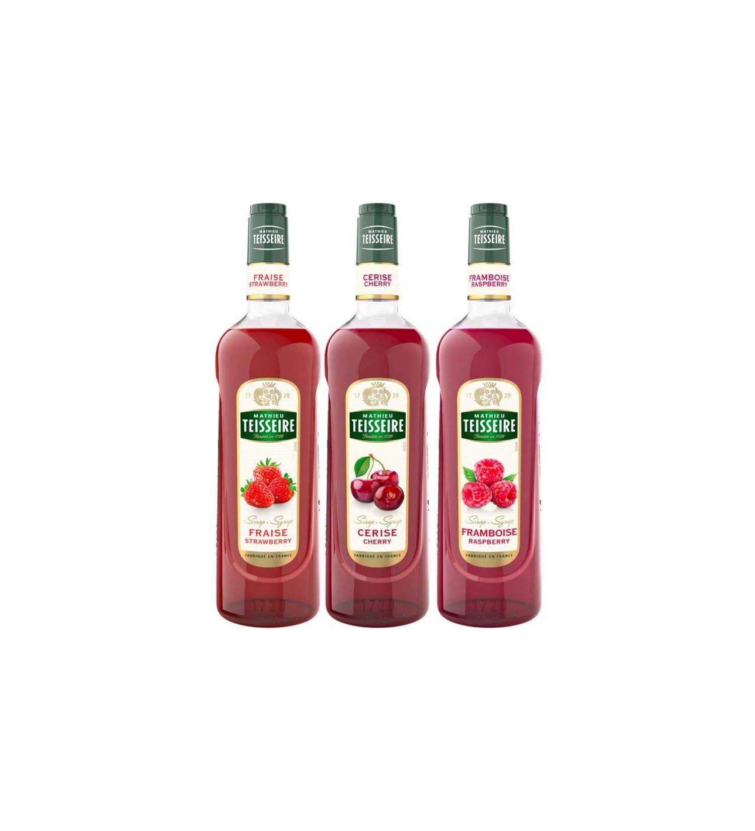 Variety of spring red fruits: strawberry cherry raspberry syrup - Buy Online on GoSupps.com