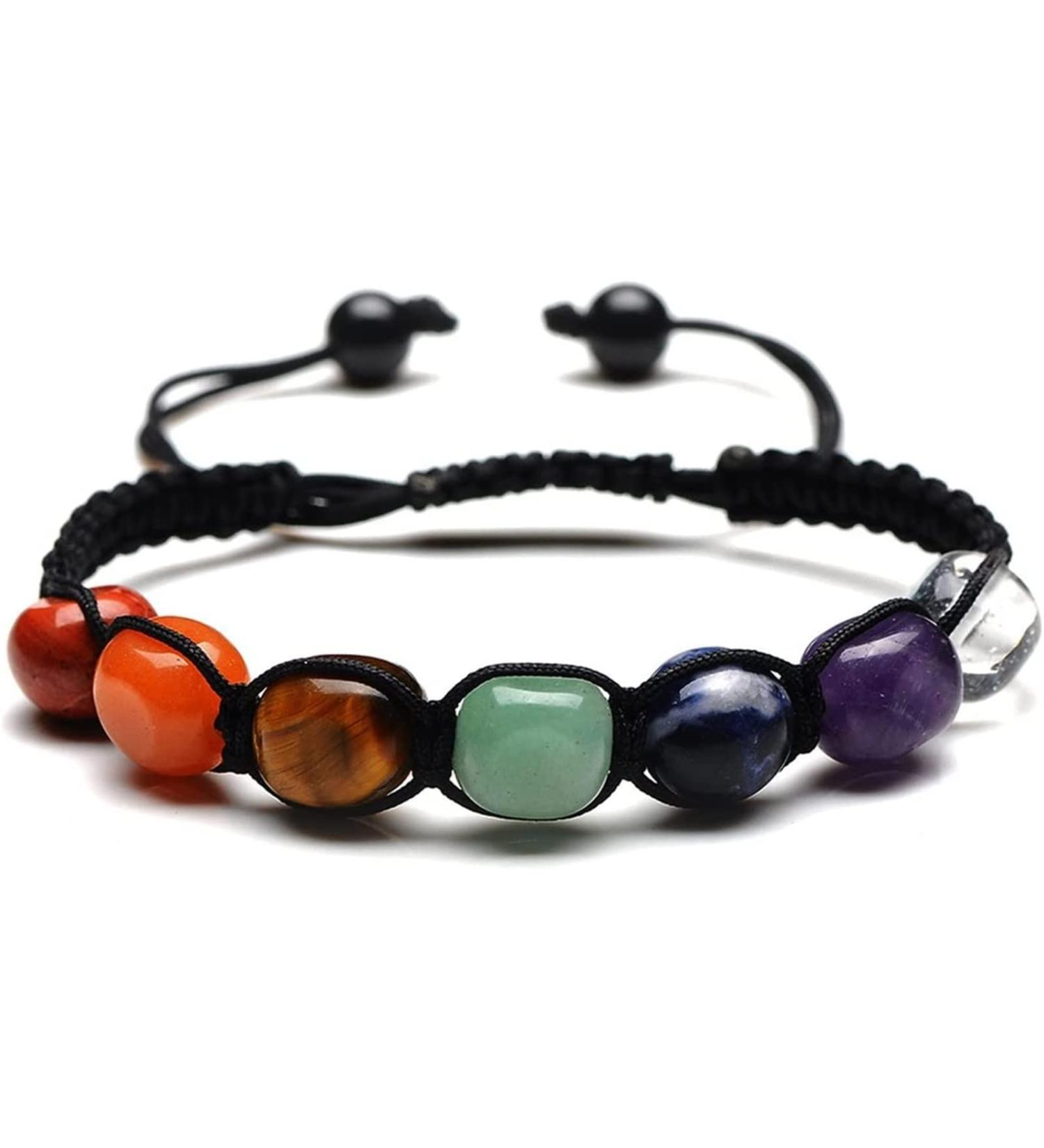 Amethyst Rough Stone 7 Chakra Stone Yoga Bracelet Reiki Healing Crystal Natural Amethyst Gemstone Jewelry Braided Rope Bracelets For Women Girl Gift Natural Crystal 7 Chakra - Buy Online on GoSupps.com