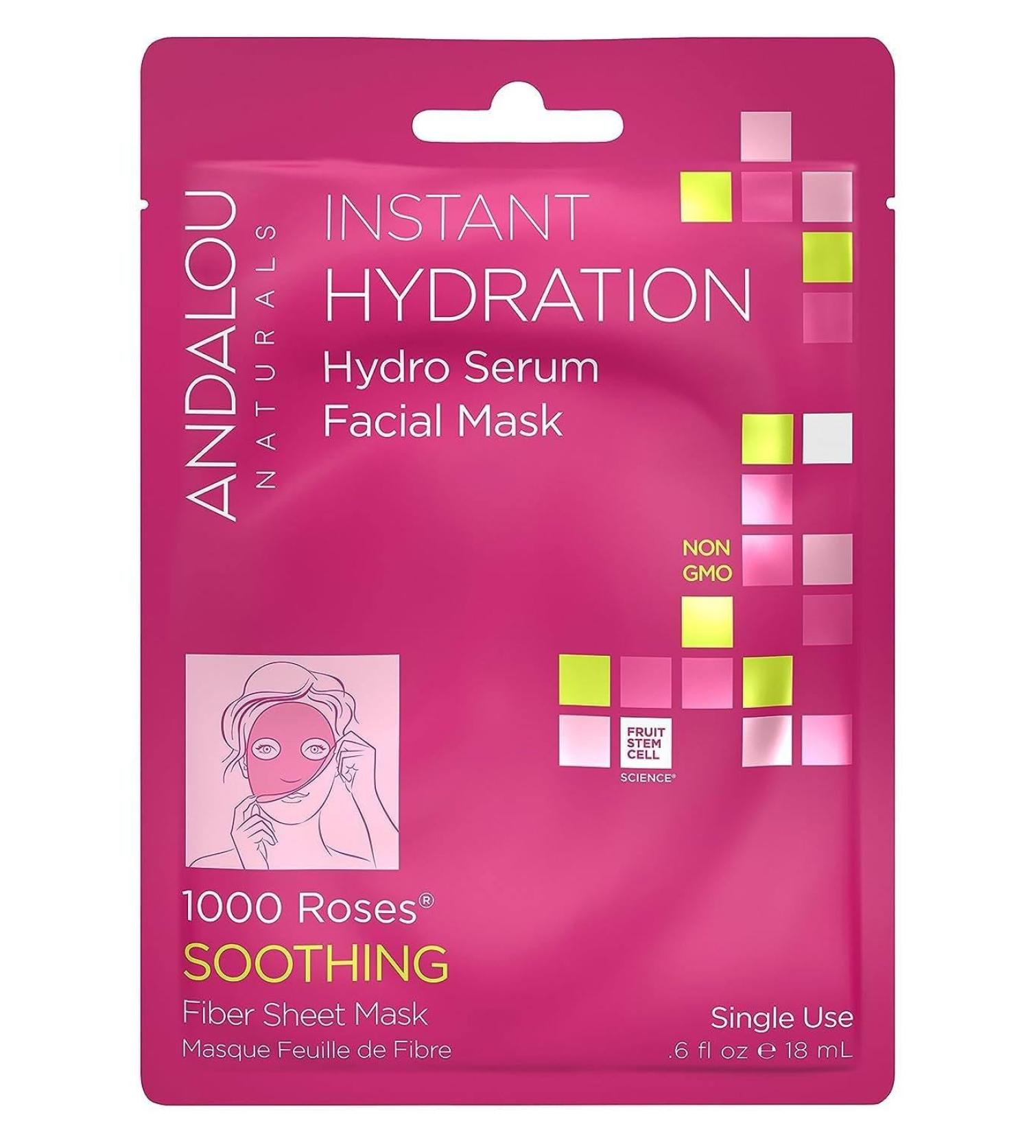 Andalou Naturals Instant Hydration Hydro Serum Facial Mask - 0.6 fl oz | Hydrating Skincare for All Skin Types | International Shipping Available - Buy Online on GoSupps.com