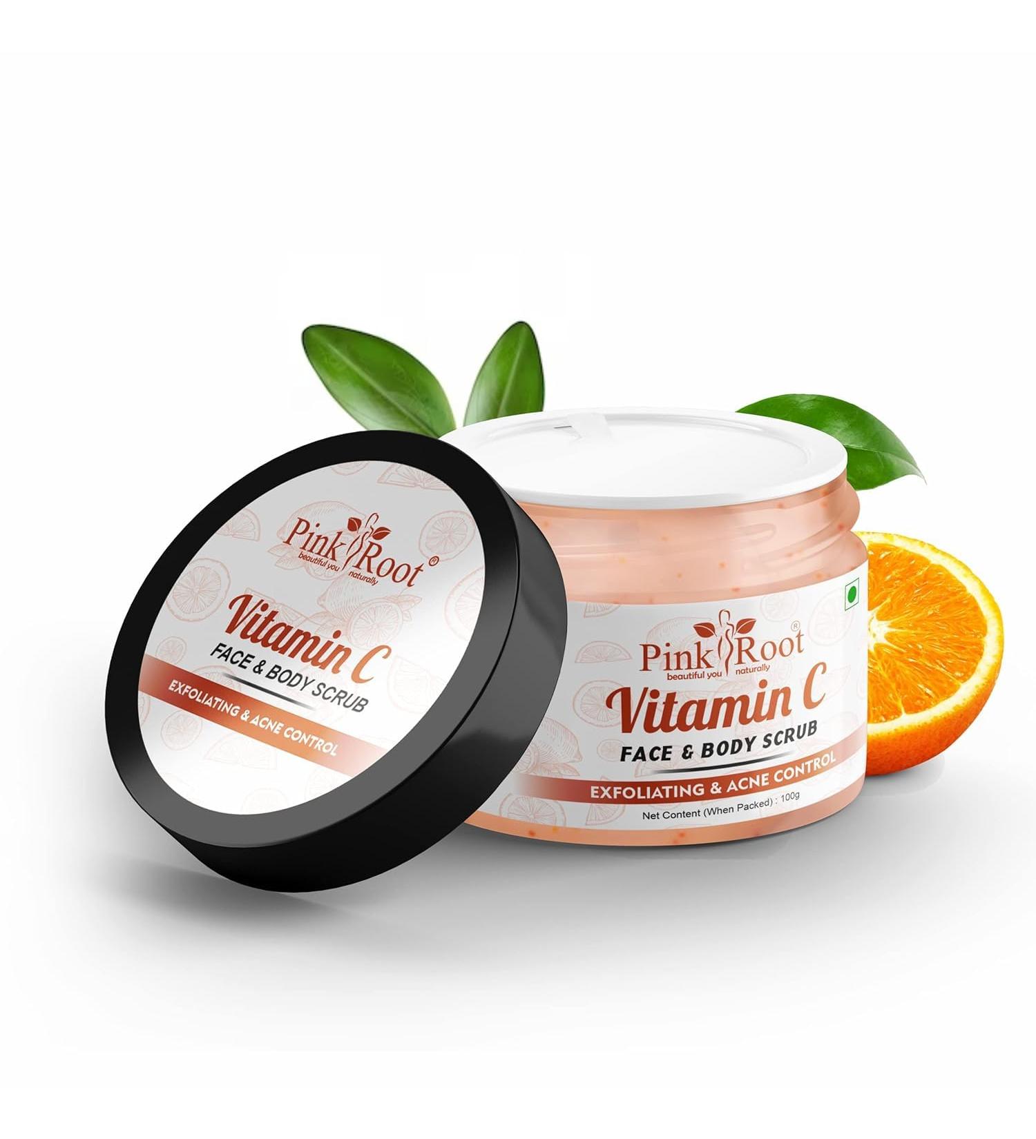 Vitamin C Scrub for Face & Body - Deep Cleansing Exfoliator | Brightening Facial Scrub for All Skin Types - 100g - Buy Online on GoSupps.com