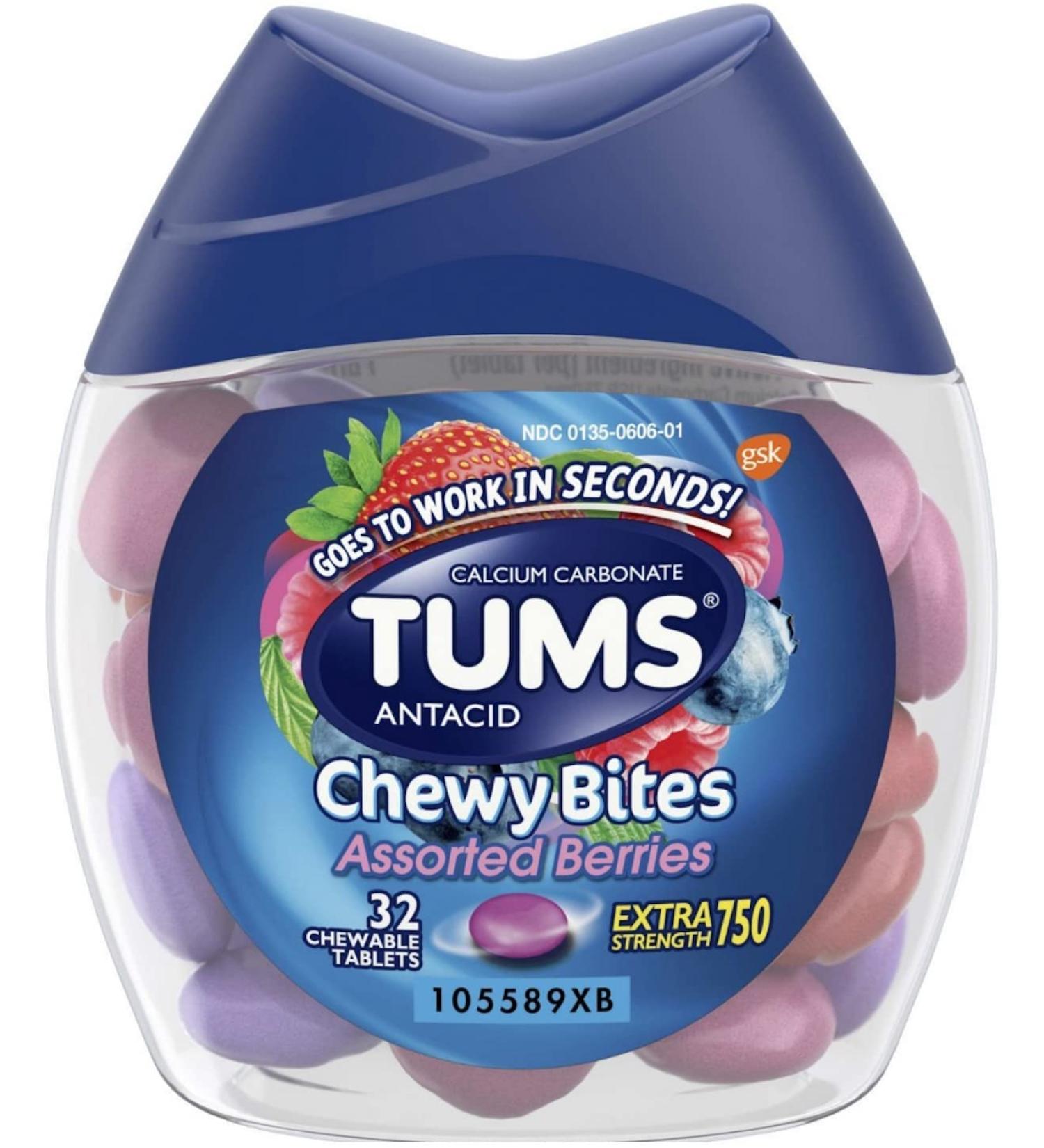 32 Count TUMS Chewy Tablets Assorted Berries Extra Strength - Fast-Acting Chewable Antacid - Buy Online on GoSupps.com