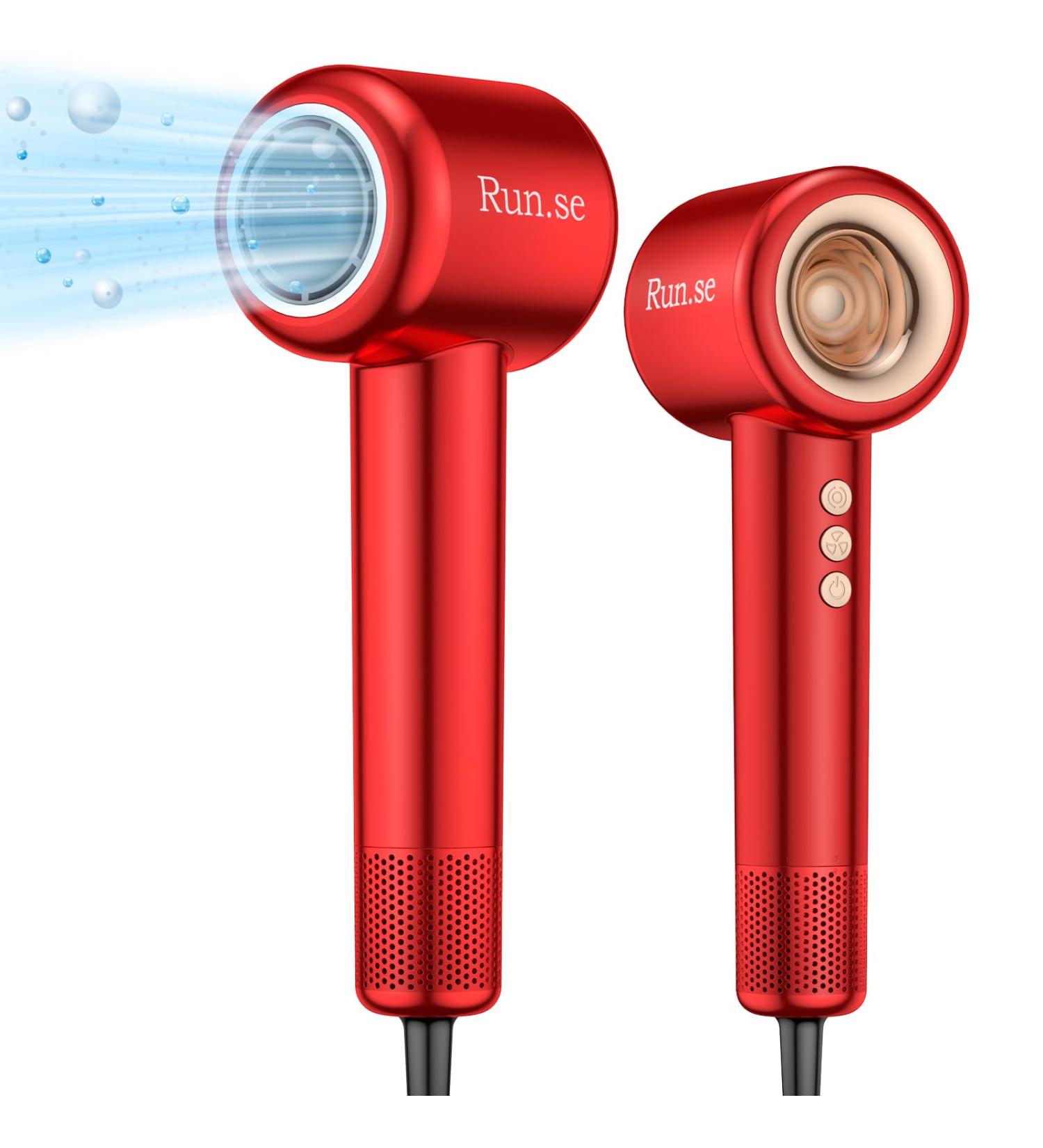 RUN.SE Hair Dryer with Smooth Nozzle Negative Ionic Blow Dryer with 110 000 RPM Brushless Motor 4 Heating / 3 Speed 1500W High-Speed Hairdryer Low Noise for Home & Travel (Red) - Buy Online on GoSupps.com