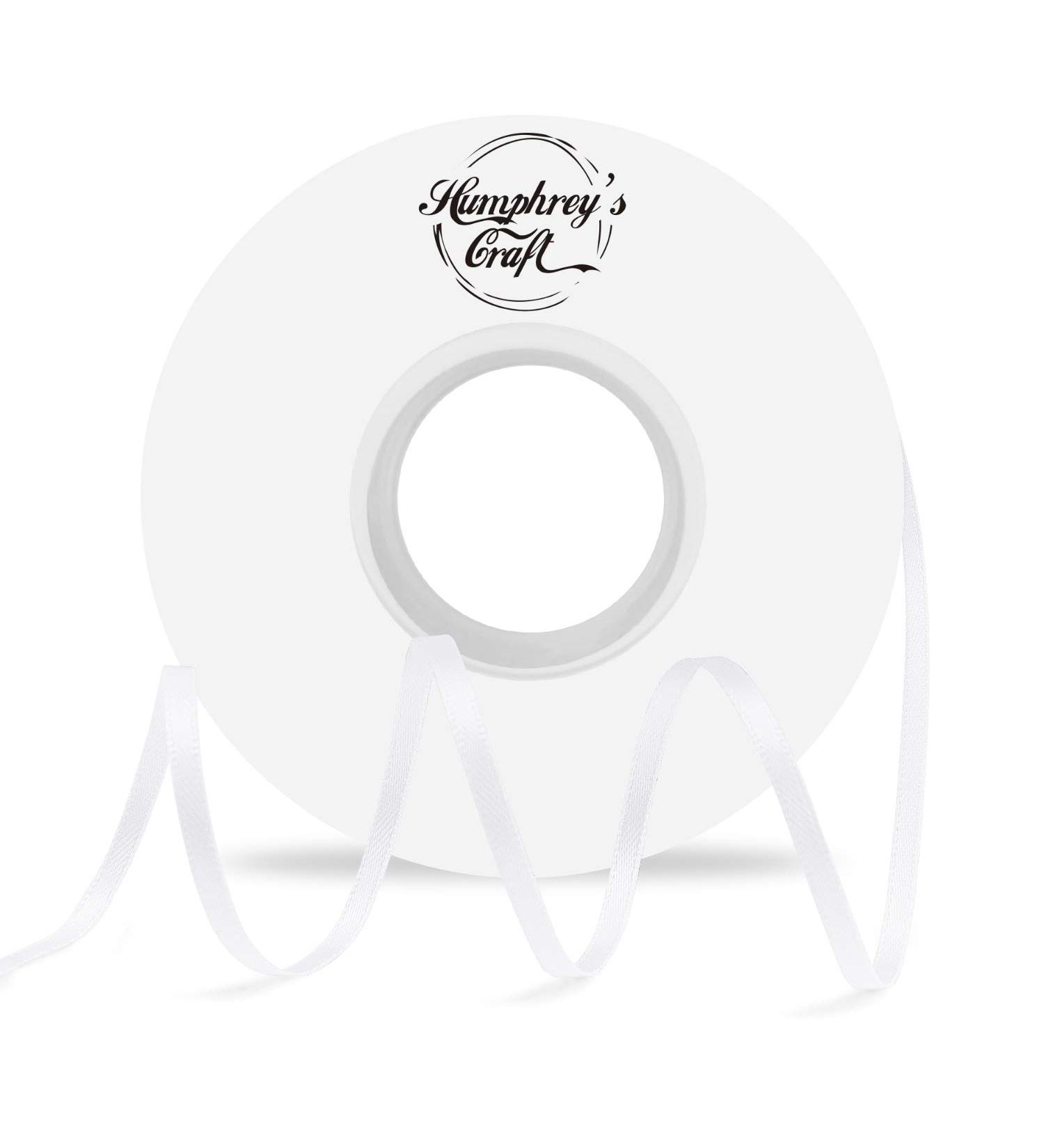 Humphrey's Craft 1/8 Inch White Double Faced Satin Ribbon - 50 Yards | Ideal for Crafts, Gift Wrapping, DIY, Sewing, and Decoration - Buy Online on GoSupps.com