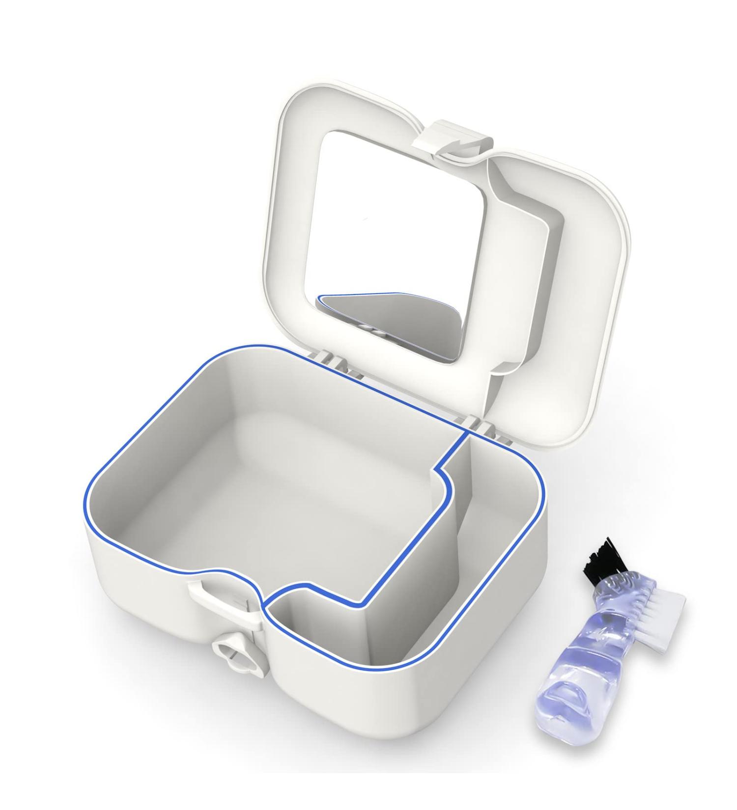 Denture Case with Cleaner Brush, Mirror & Retainer - Portable Travel Solution - Buy Online on GoSupps.com