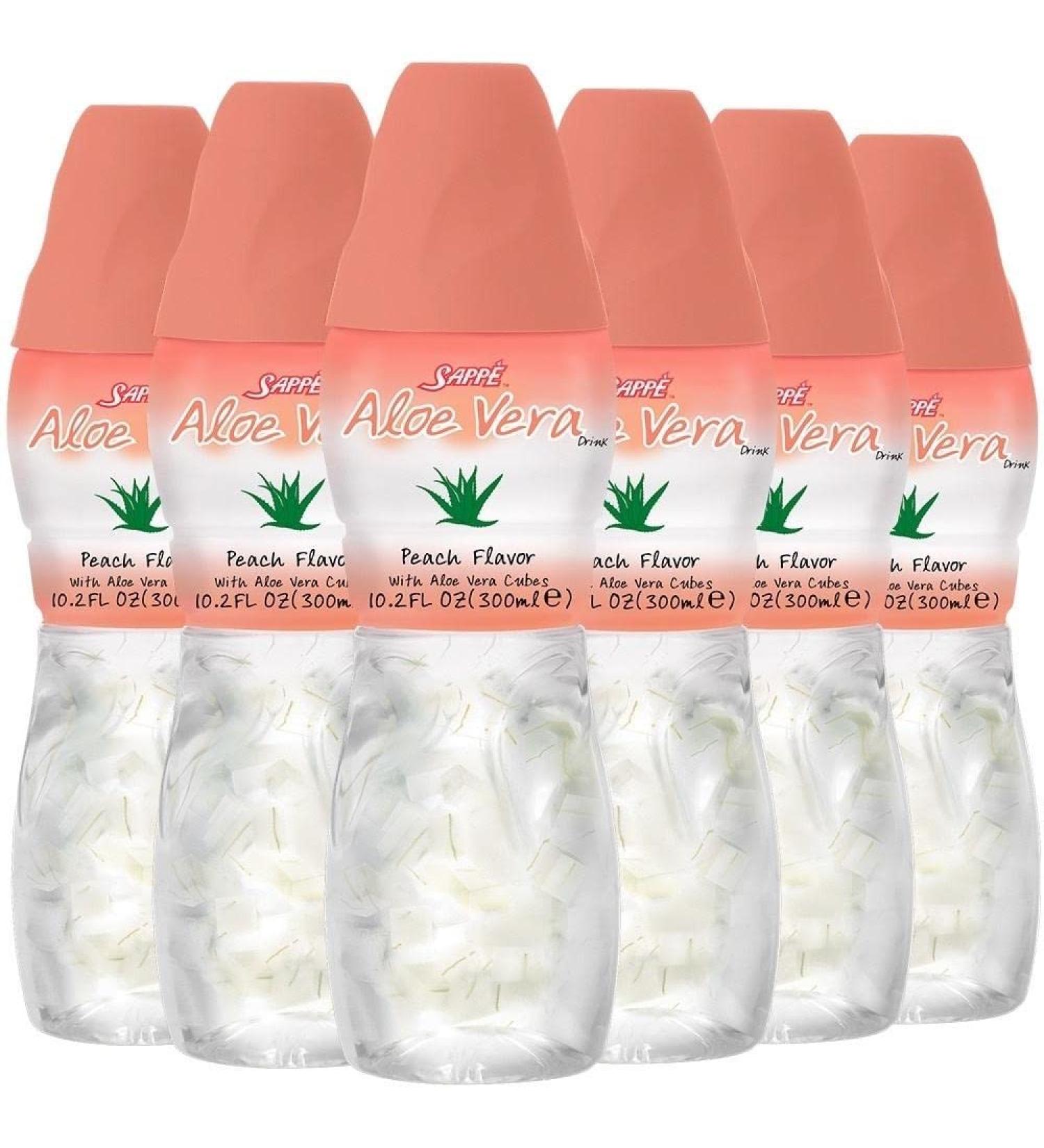 Peach Flavored Aloe Vera Juice with Large Aloe Pulp (6 Packs) - Hydrating Plant-Based Drink for Adults & Kids - Buy Online on GoSupps.com